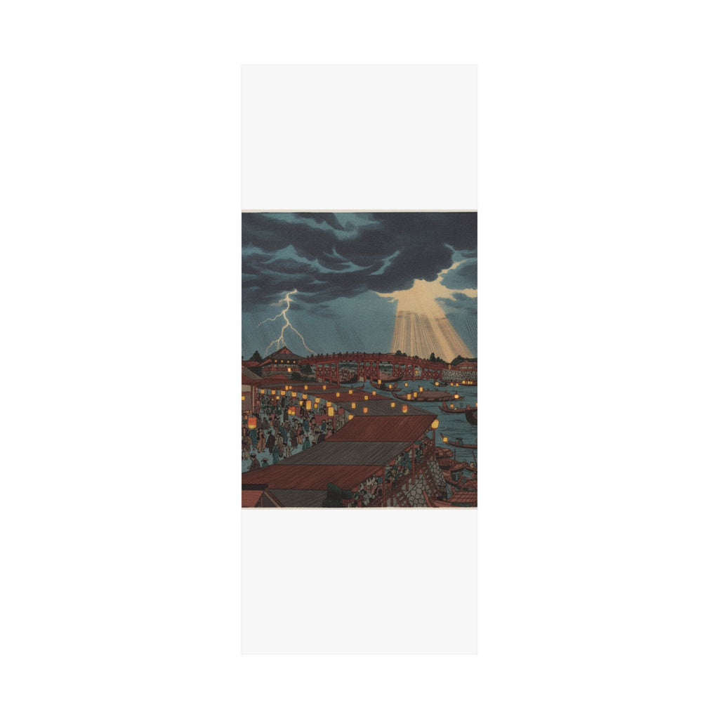 Dramatic Storm — Landscape; Showing Water Festival With Lanterns — Matte Poster