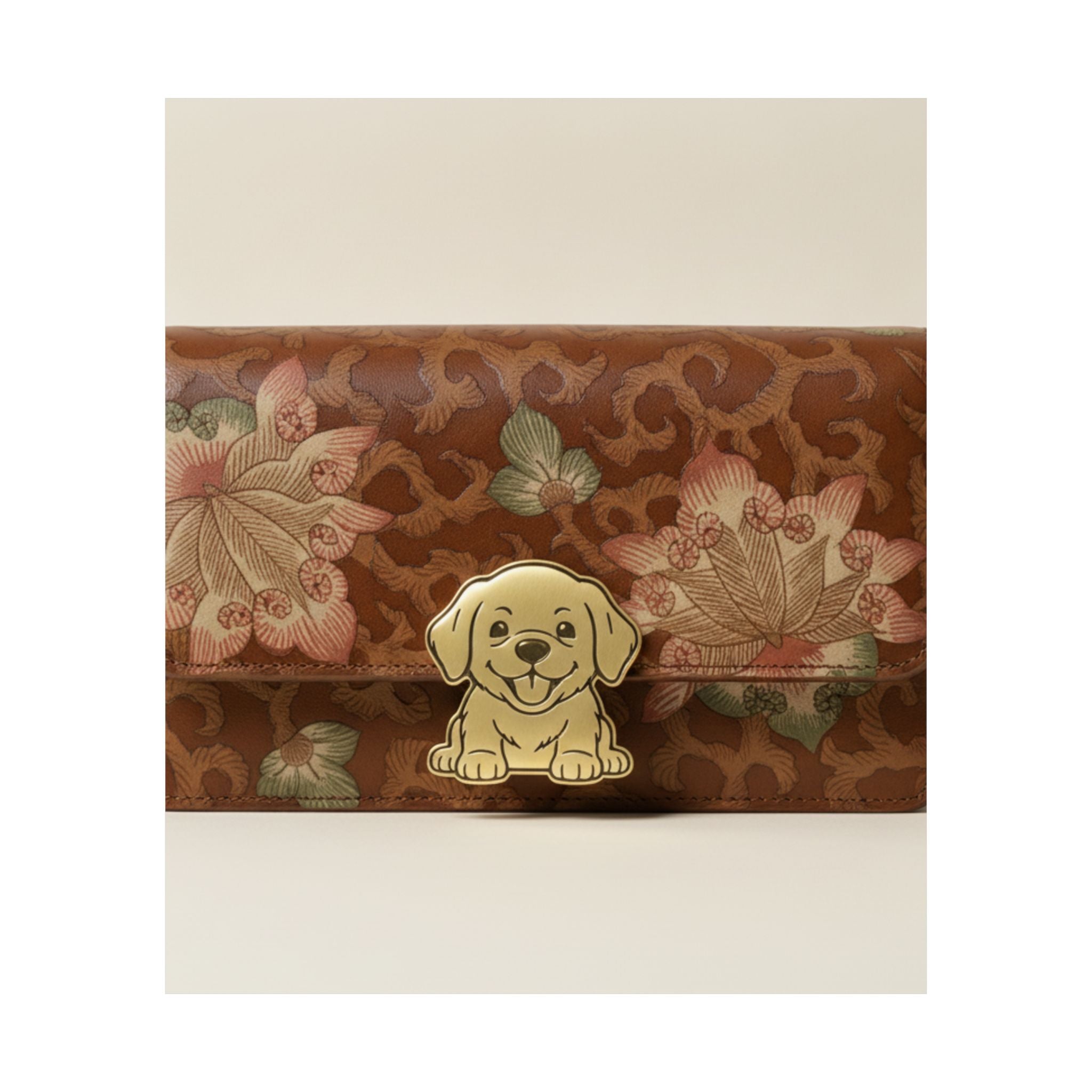 Product Marketing — Leather Purse With A Buckle In The Shape Of A Puppy — Matte Poster