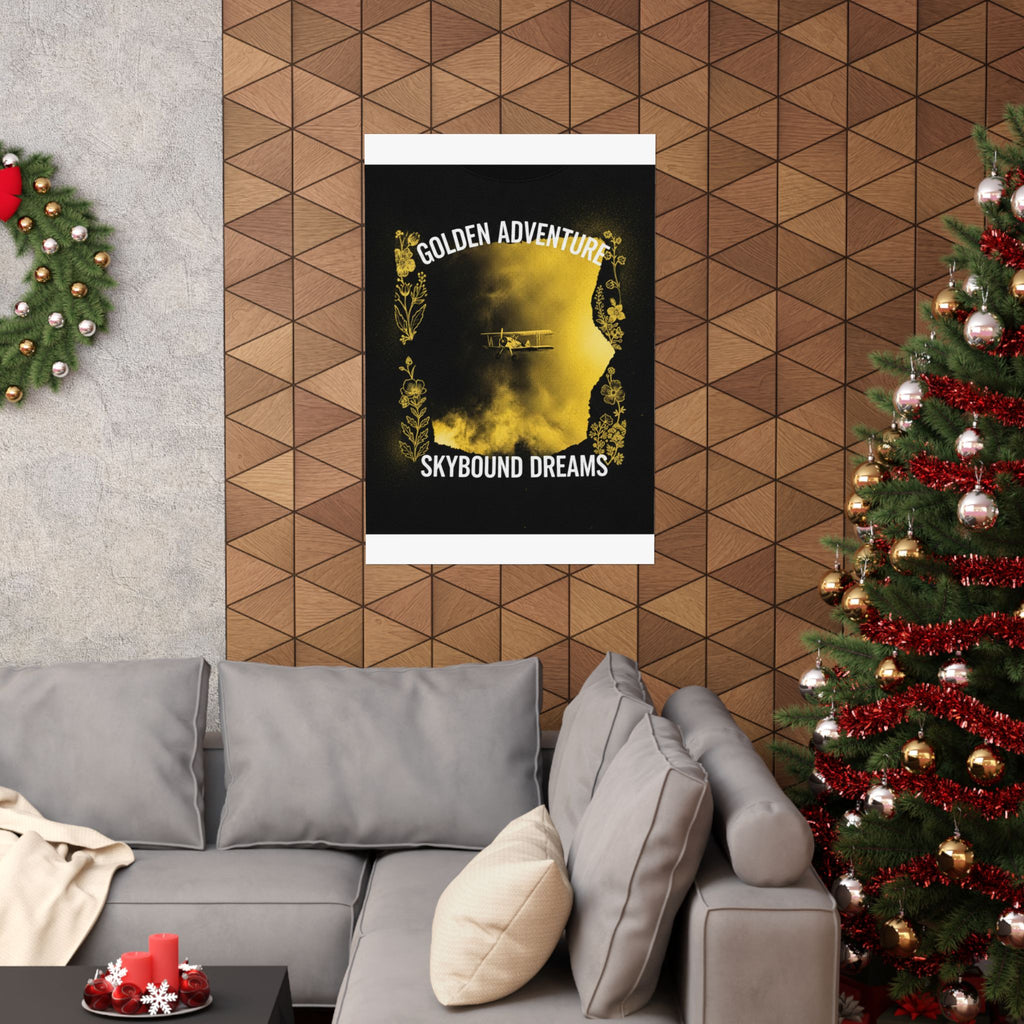 Golden Adventure Skybound Dreams Biplane Art Poster