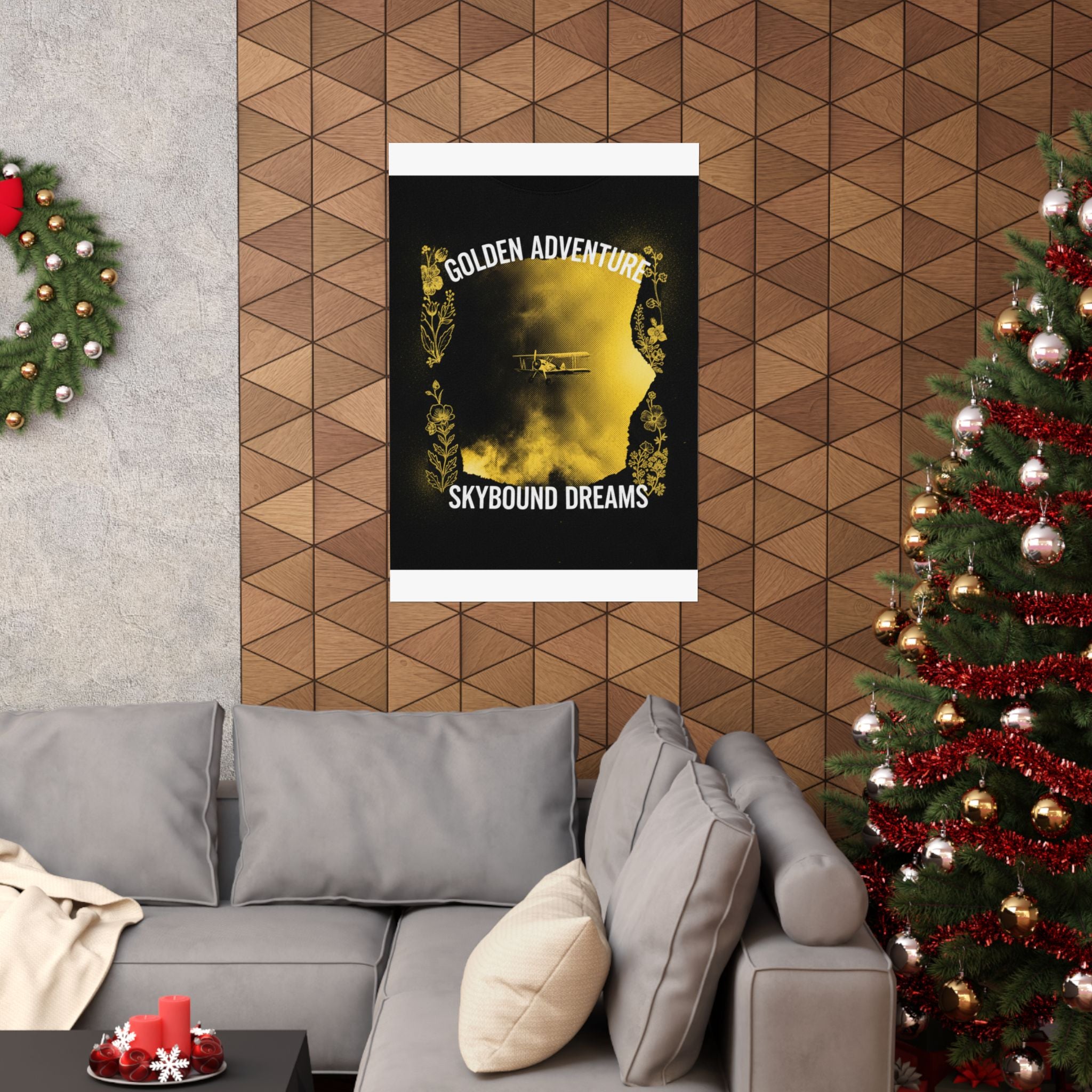 Golden Adventure Skybound Dreams Biplane Art Poster