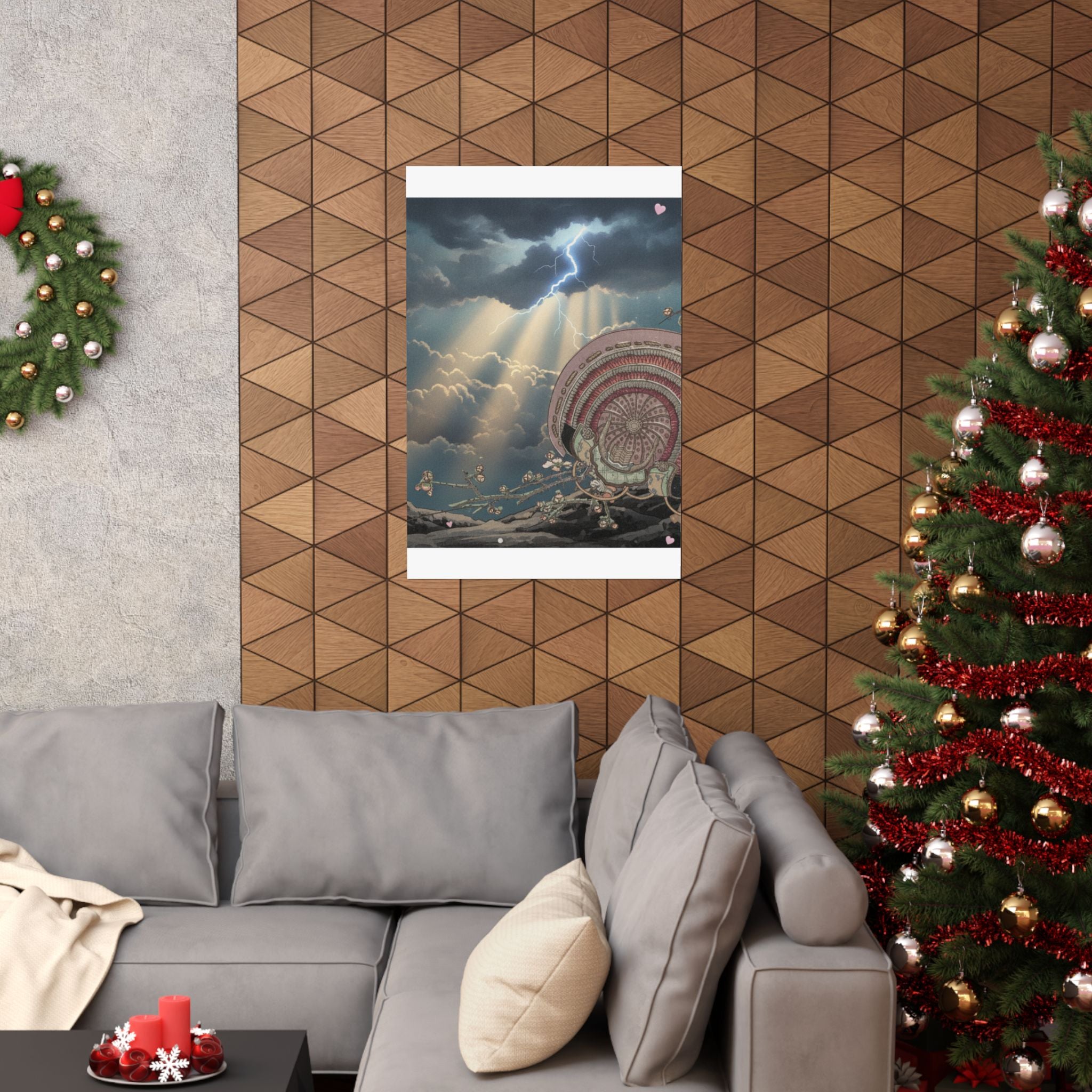 Dramatic Storm — Helmet And Plum Blossoms — Matte Poster