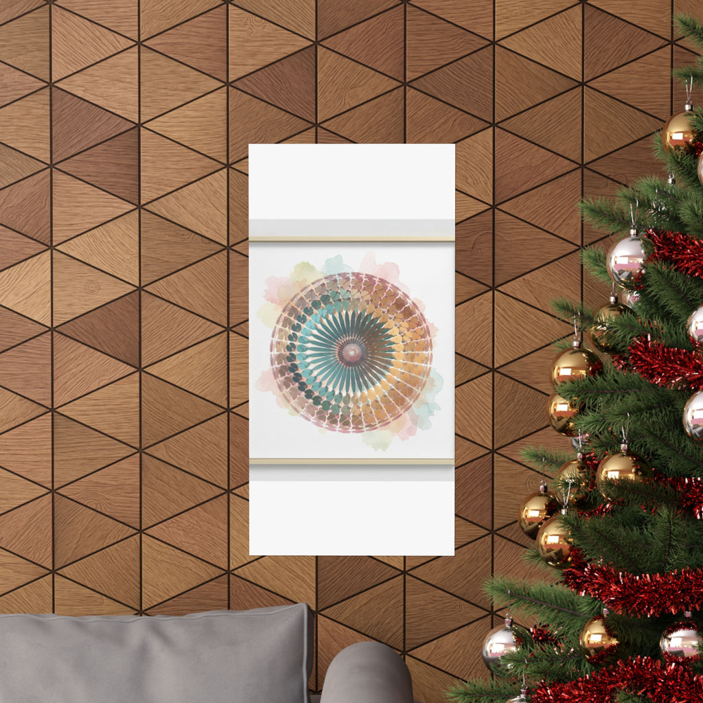 Terracotta and Teal Watercolour Spiral Mandala Poster