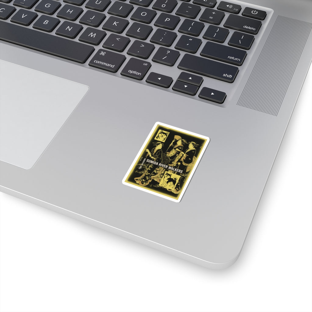 Streetwear Collage — Three Young Women Strolling On The Bank Of The Sumida River — Kiss-Cut Sticker