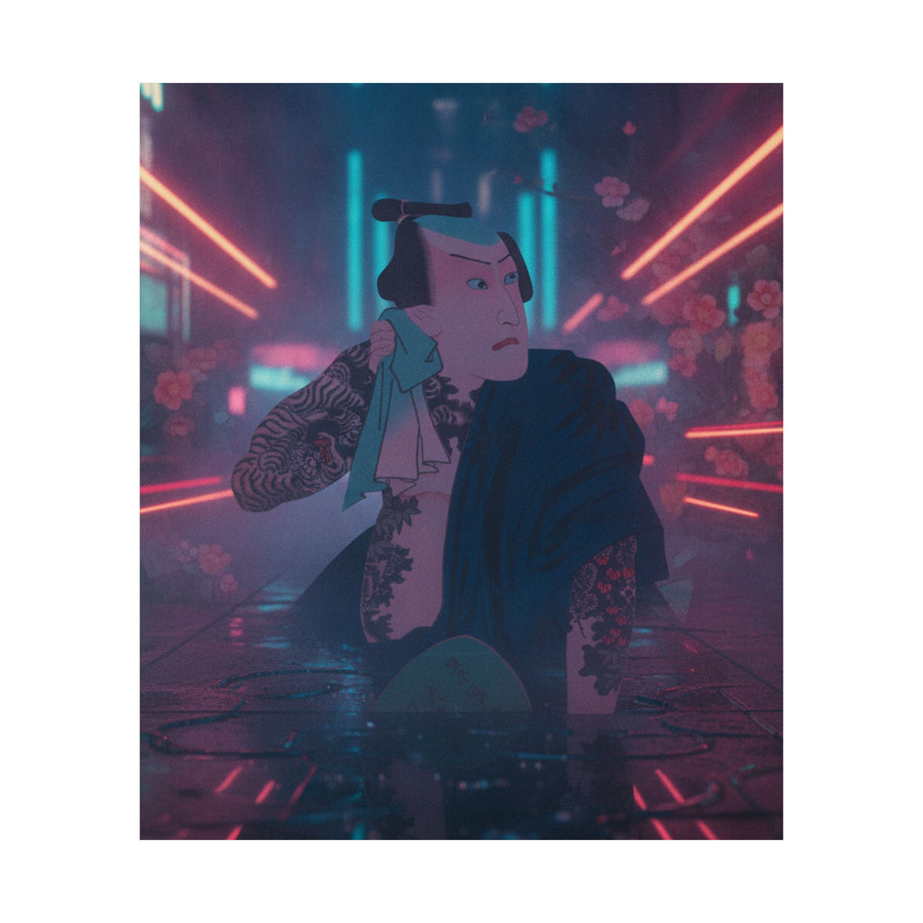 Neon Noir — The Actor Kawarazaki Gonjūrō I As Ude No Kisaburō, Likened To Wu Song The Asceti — Matte Poster