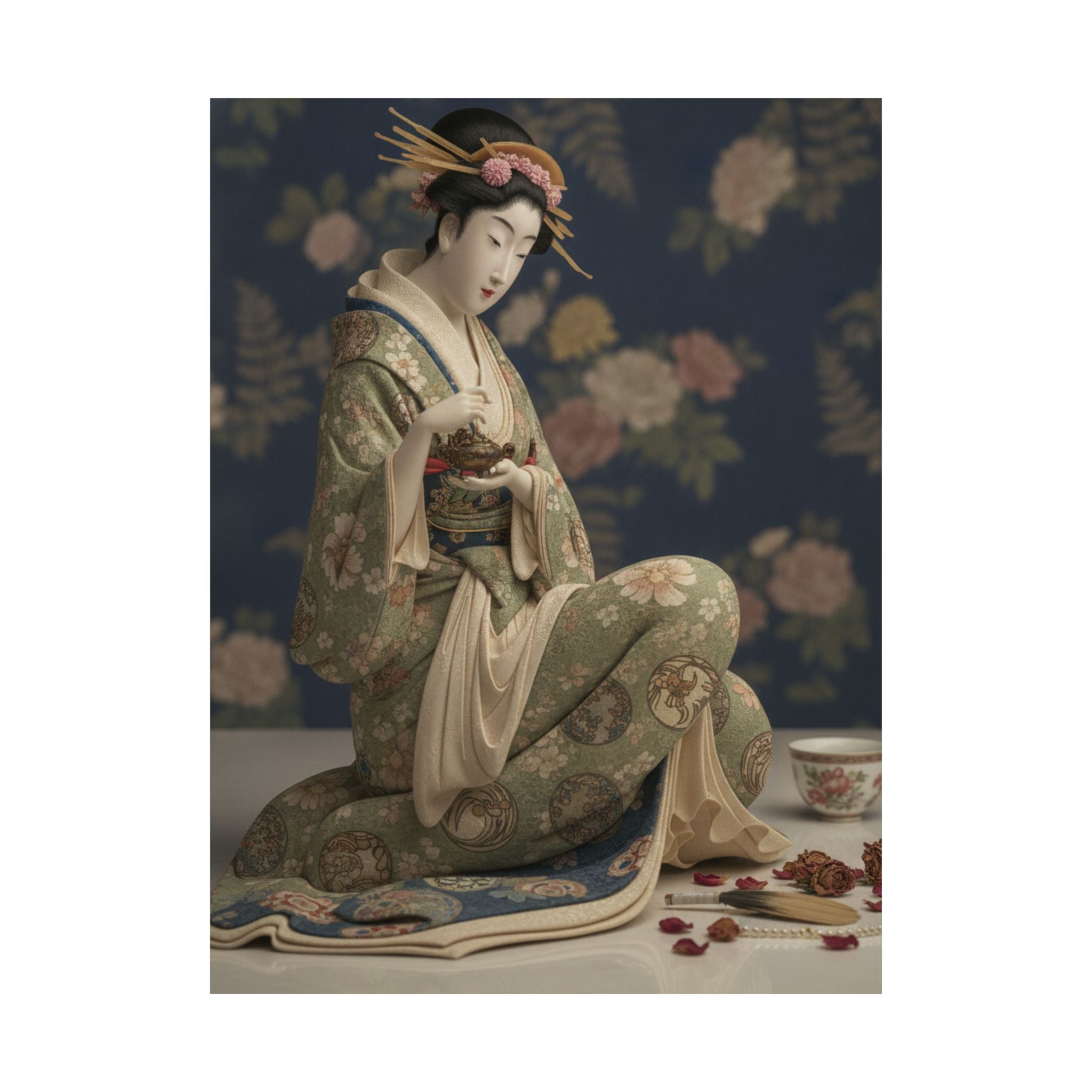 Product Marketing — Konosato Of Takeya Seated, Holding An Incense Burner — Matte Poster