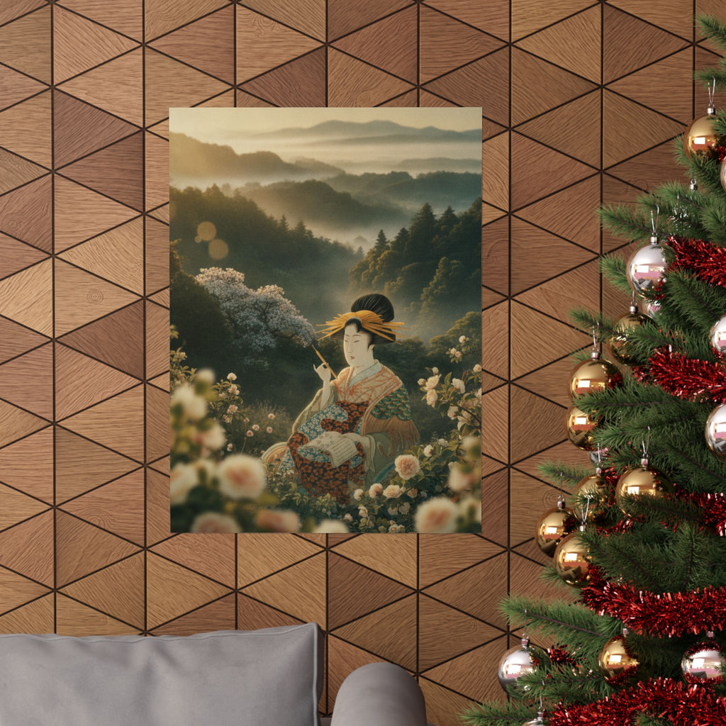 Scenic Nature — Courtesan With Book And Hair-Pin — Matte Poster