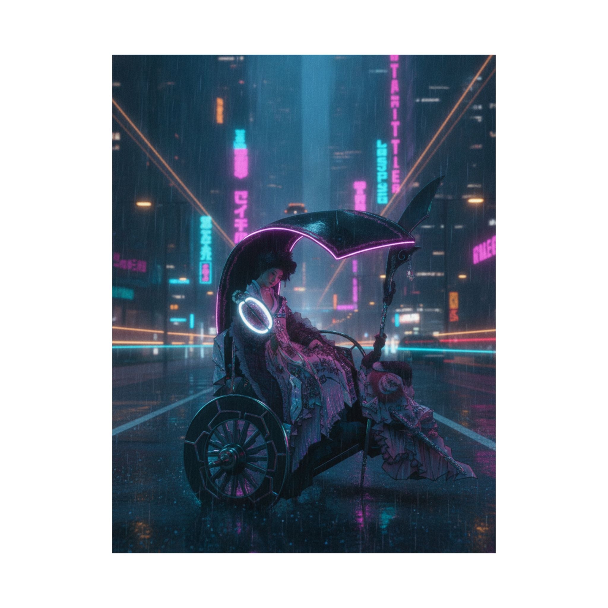 Neon Noir — Lady In A Chariot — Matte Poster
