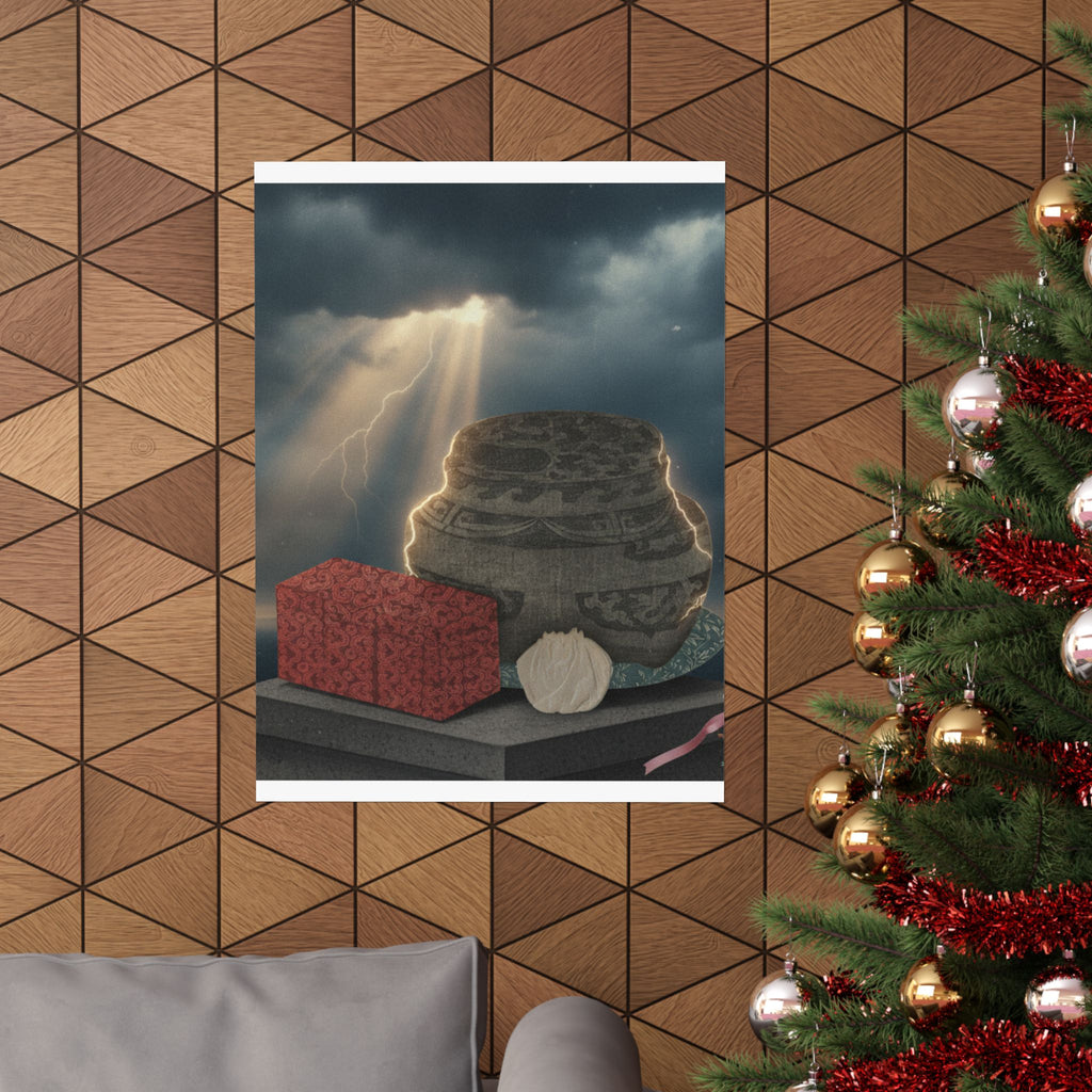 Dramatic Storm — Fire-Holder And Tea-Box — Matte Poster