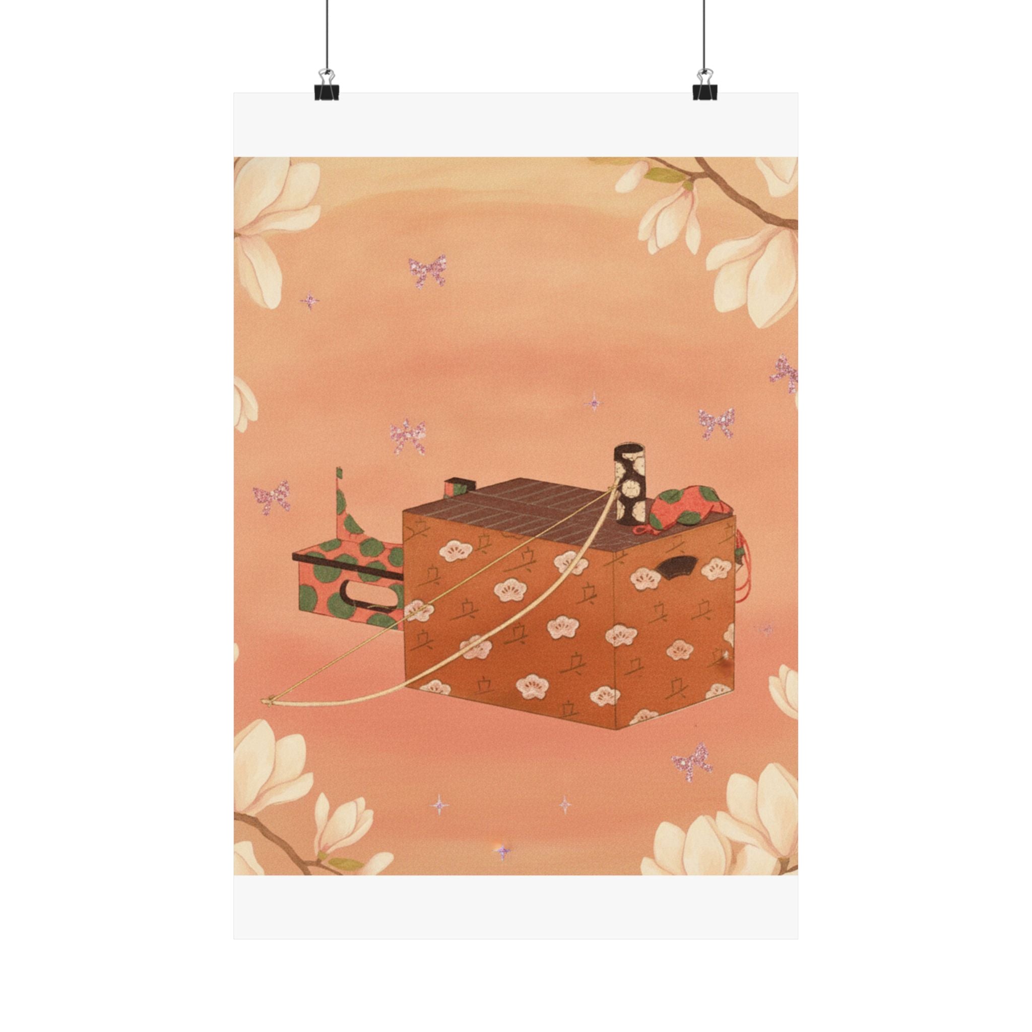 Southern Sunset — Box For Sugoroku Game (A Kind Of Backgammon), Bow And Drum — Matte Poster