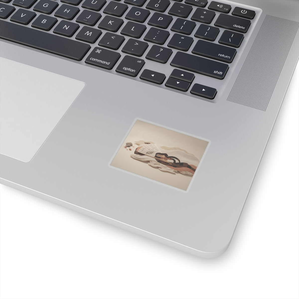 Product Marketing — Belt And Fan On A Piece Of Cloth — Kiss-Cut Sticker
