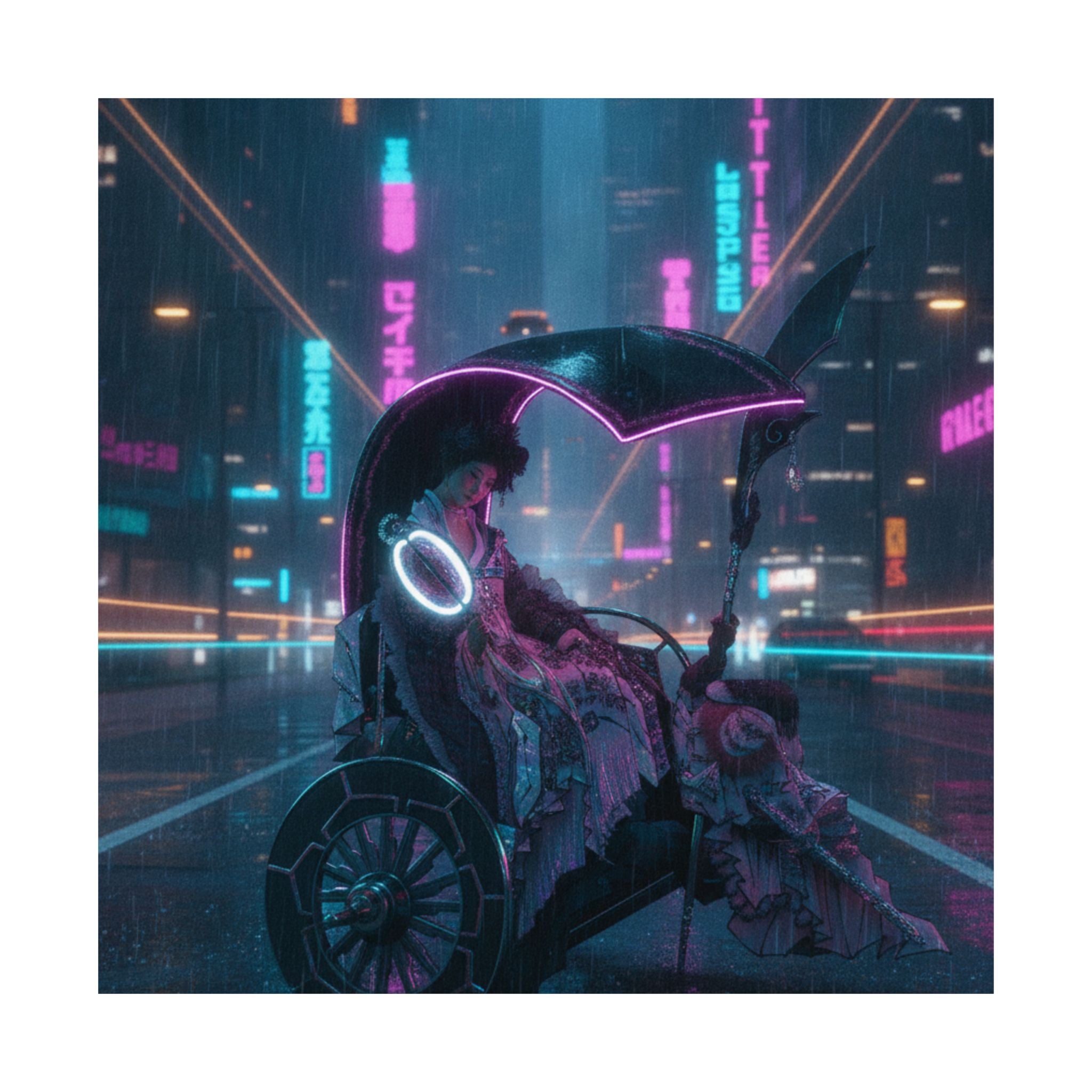 Neon Noir — Lady In A Chariot — Matte Poster