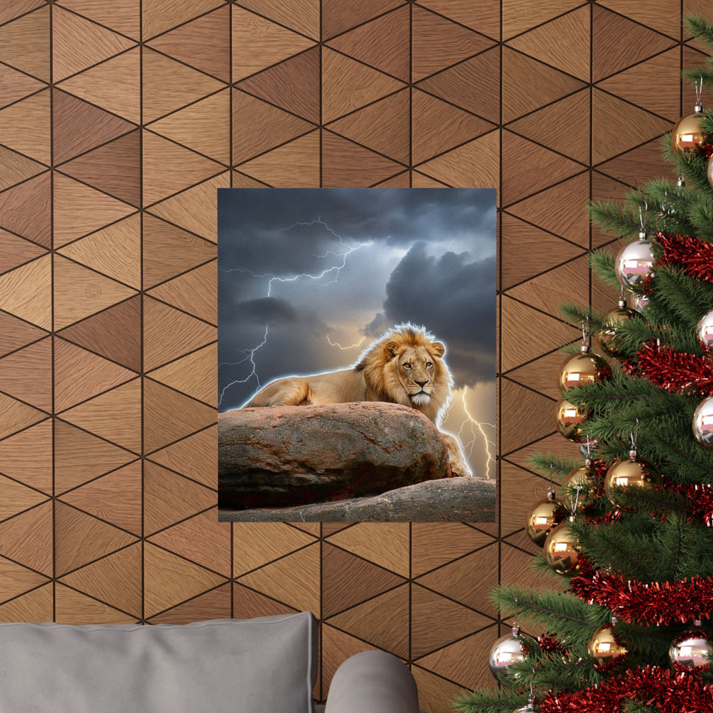 Dramatic Storm — Lion — Matte Poster
