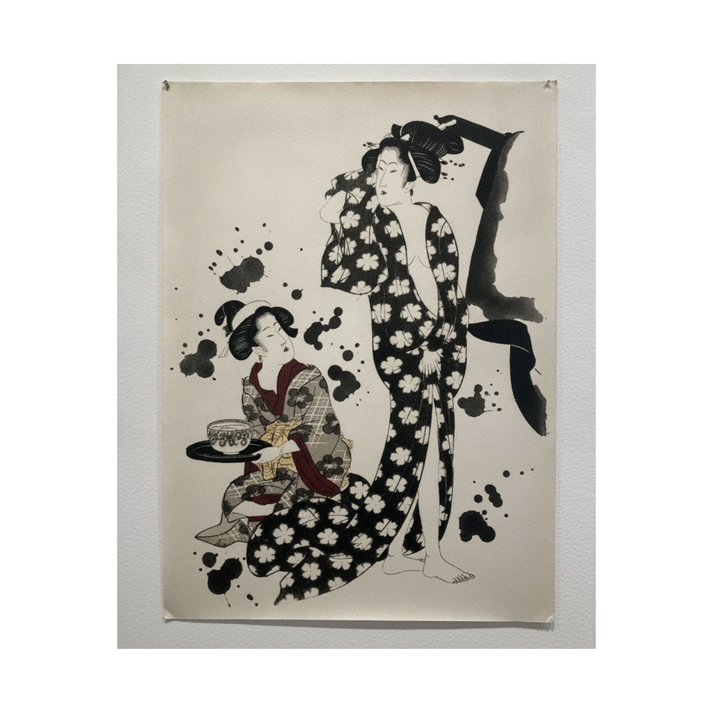 Watercolor — Young Woman Making Her Toilet — Matte Poster