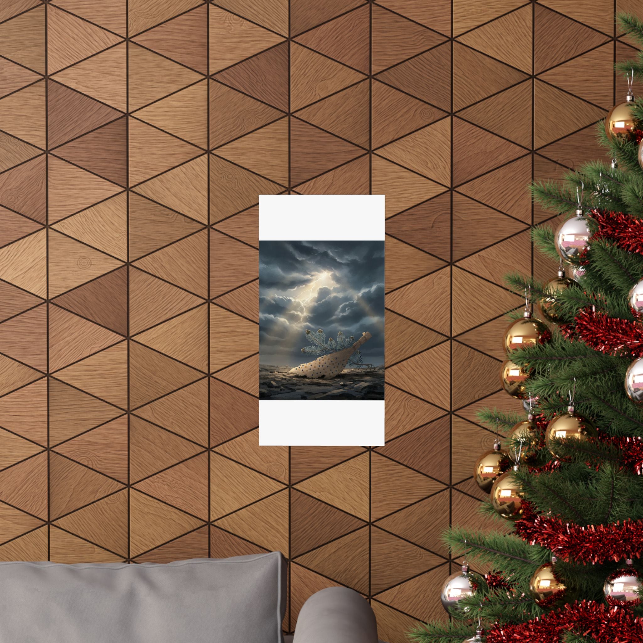 Dramatic Storm — Young Pine Tree And Jeweled Broom — Matte Poster