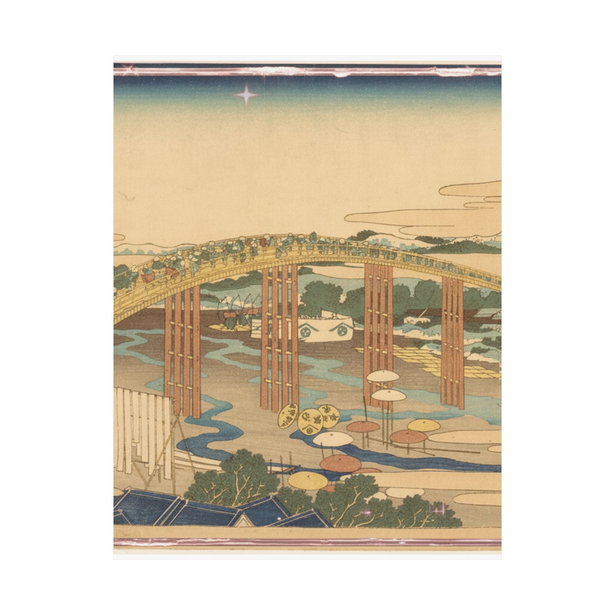 Scenic Nature — Yahagi Bridge At Okazaki On The Tōkaidō (Tōkaidō Okazaki Yahagi No Hashi), From  — Matte Poster