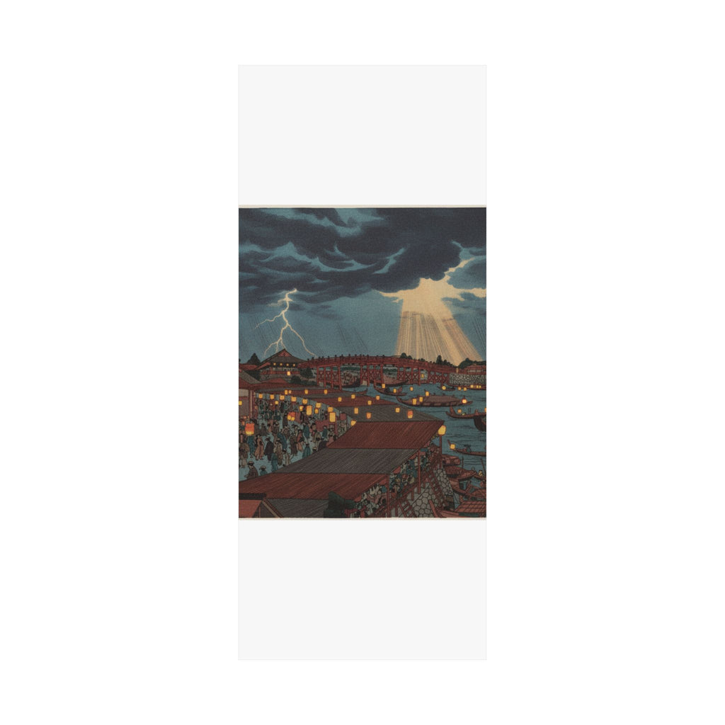 Dramatic Storm — Landscape; Showing Water Festival With Lanterns — Matte Poster