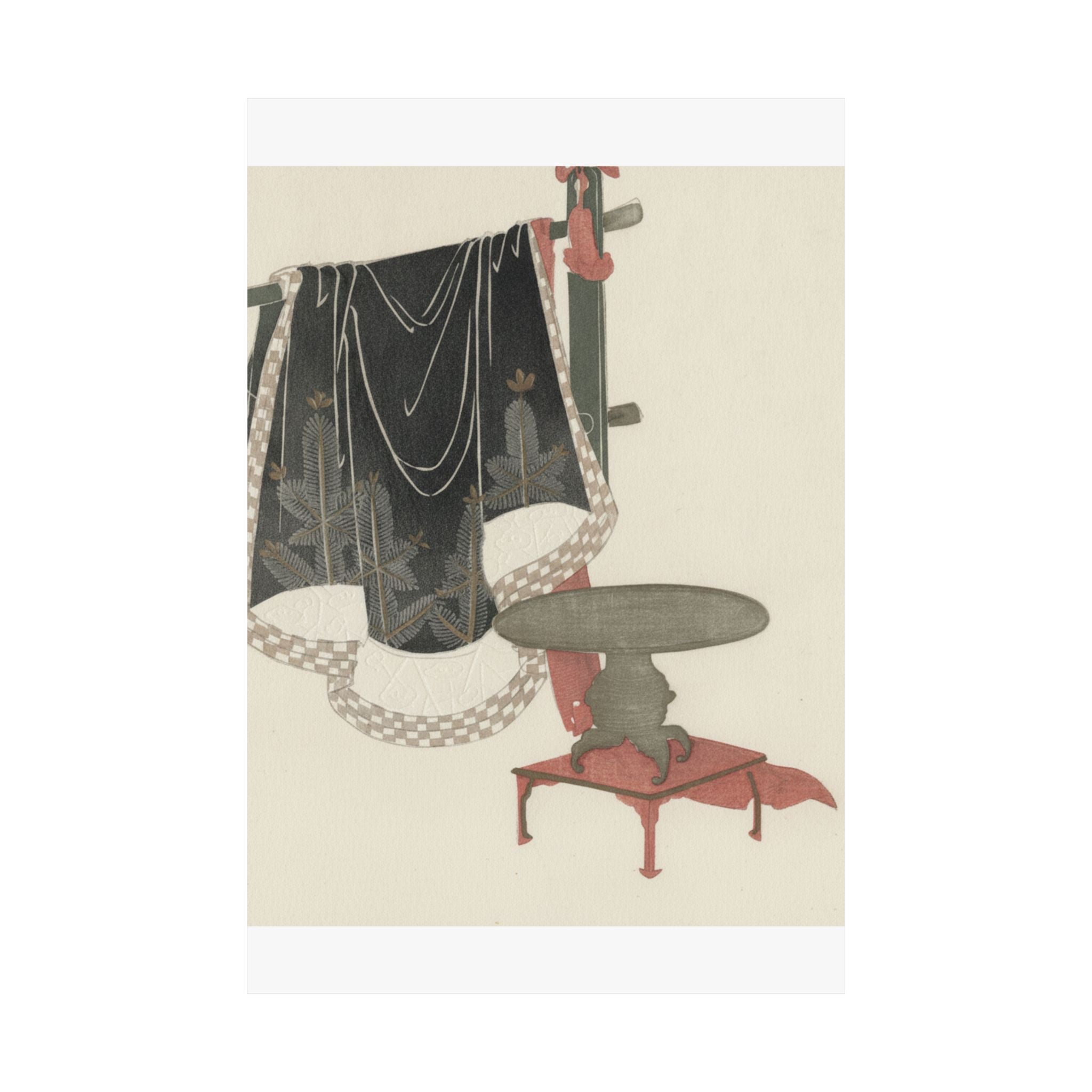Botanical — Flower Vase With Stand; Dress Hanging On A Clothesrack — Matte Poster