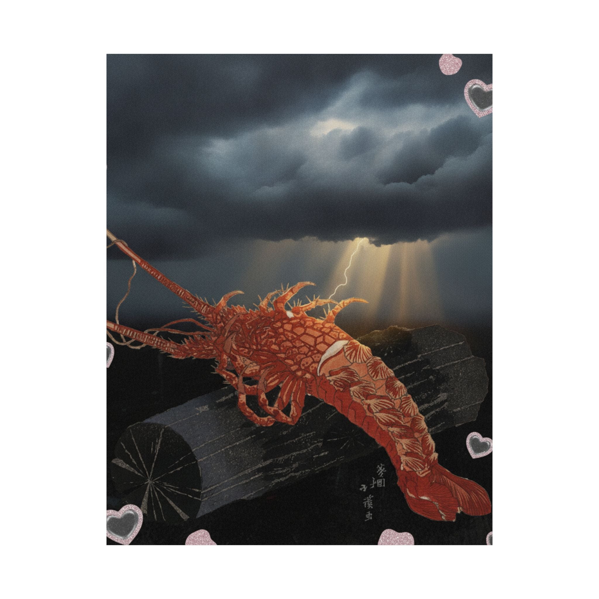 Dramatic Storm — Lobster On A Piece Of Charcoal — Matte Poster