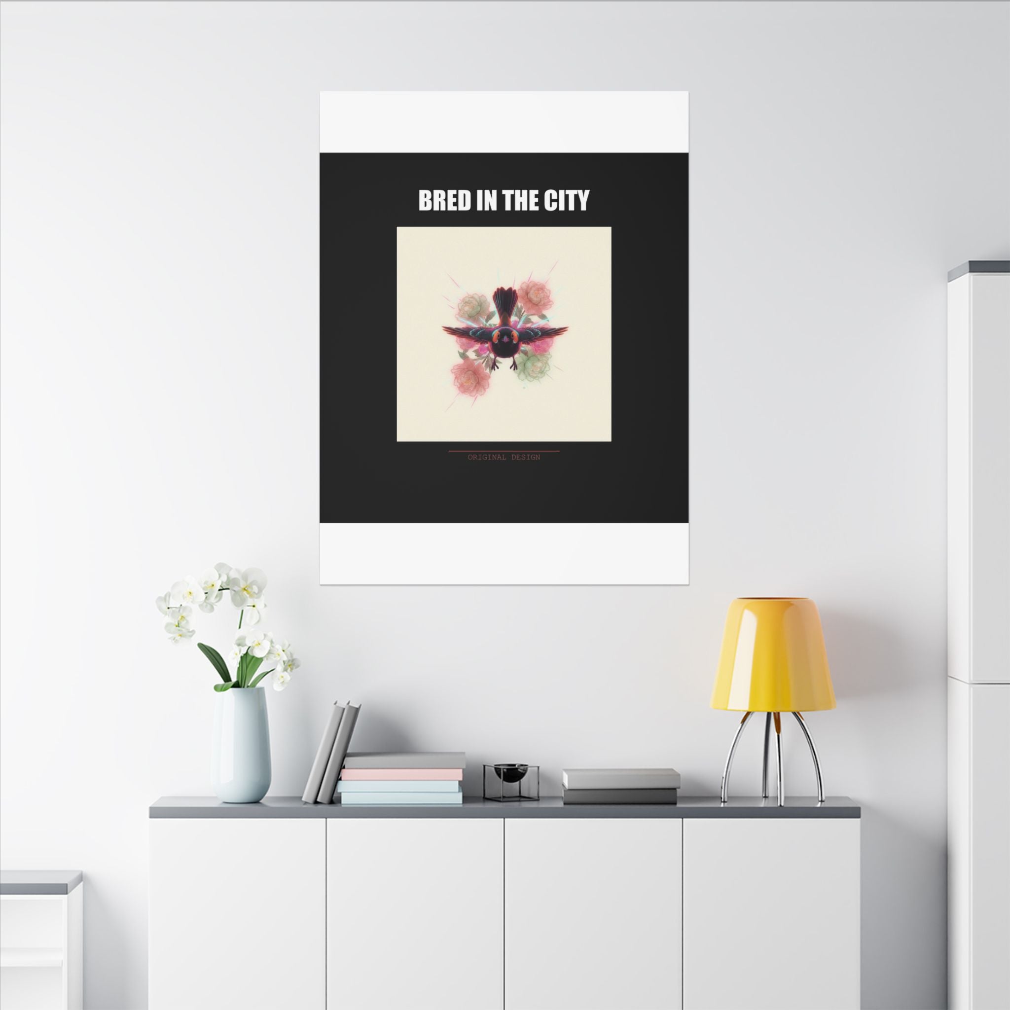BRED IN THE CITY Flying Bird & Roses Matte Canvas
