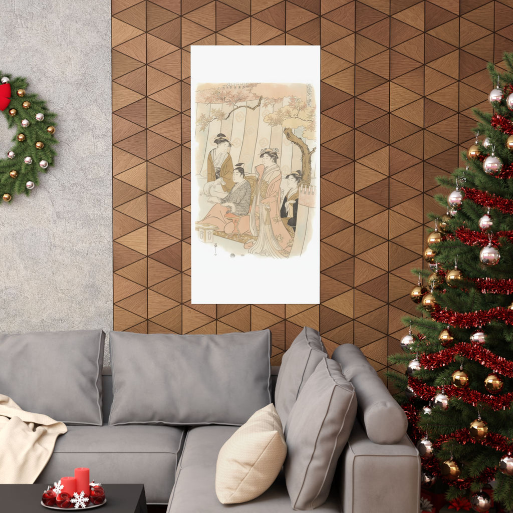 Watercolor — Prince Genji And Three Young Women — Matte Poster