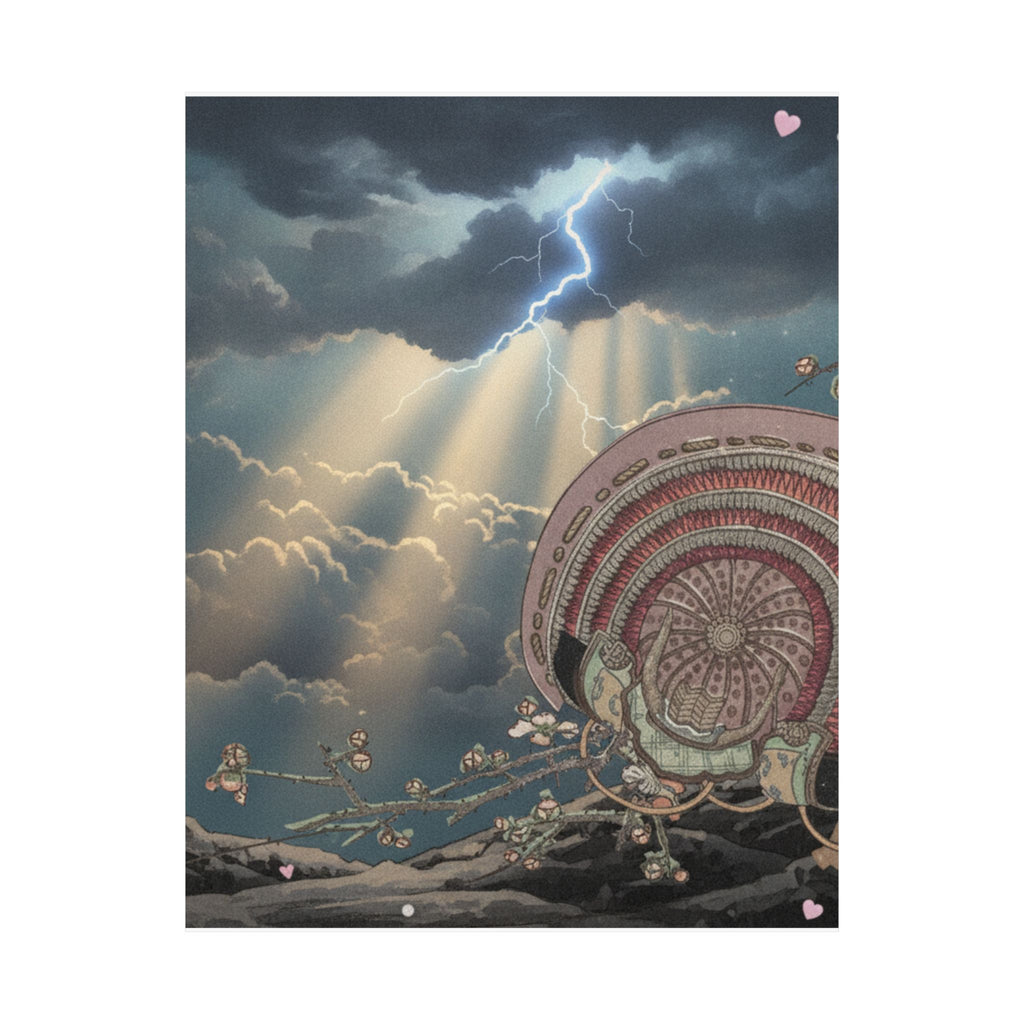 Dramatic Storm — Helmet And Plum Blossoms — Matte Poster
