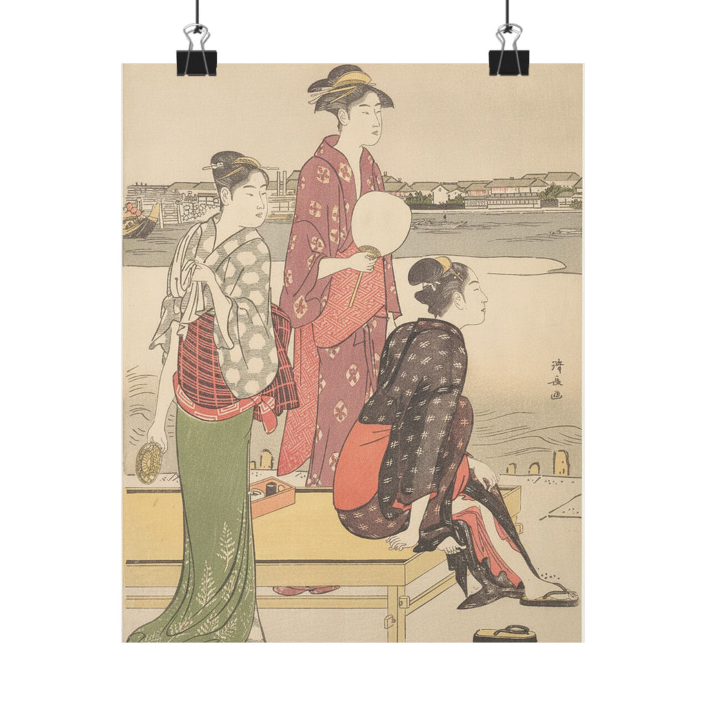 Watercolor — Evening On The Banks Of The Sumida River — Matte Poster