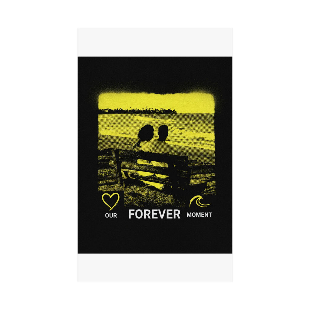 Our Forever Moment Beach Sunset Couple Yellow Matte Poster