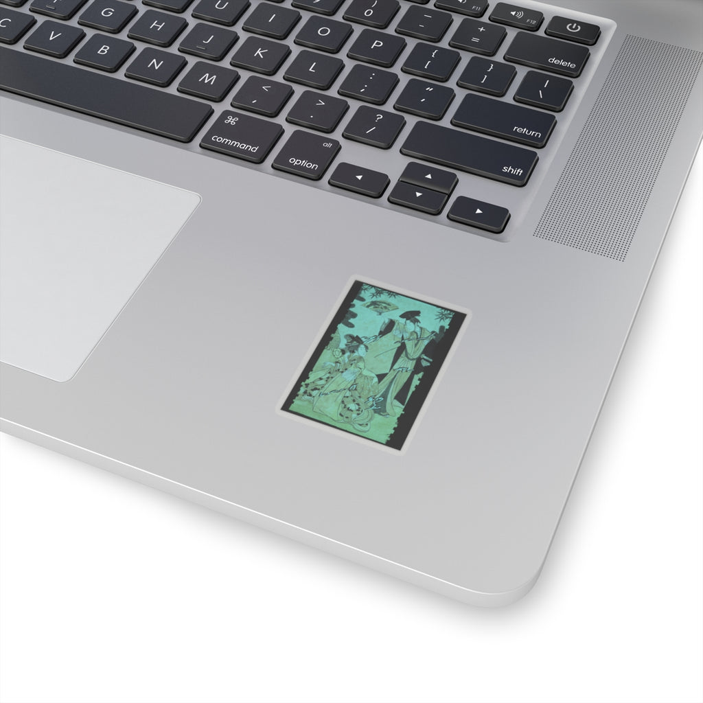 Glitch Culture — Young Lady With Drum And Man With Fan Saluting Her — Kiss-Cut Sticker