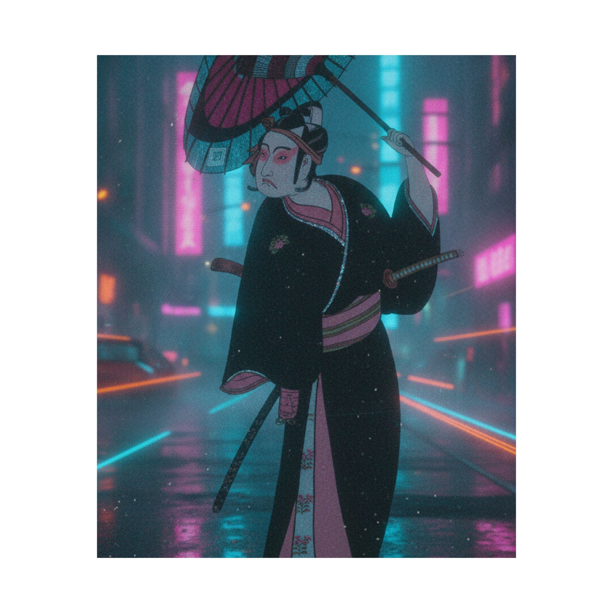 Neon Noir — The Third Ichikawa Yaozo In The Role Of The Otokodate Sukeroku — Matte Poster