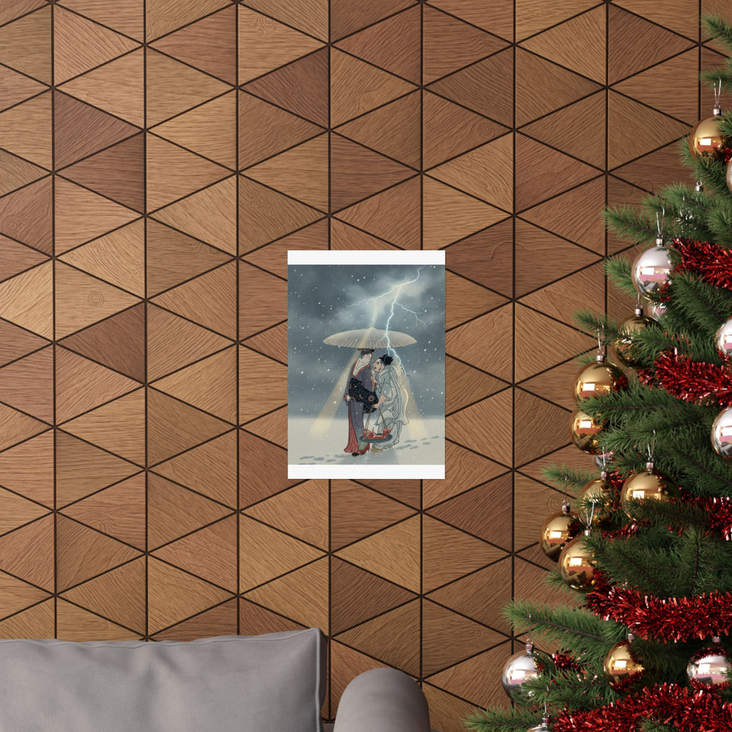 Dramatic Storm — Ebisu And Benten Walking In The Snow — Matte Poster