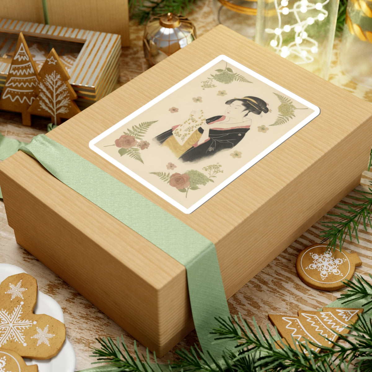 Botanical — The Lady Tomimoto Toyohina Reading A Letter — Kiss-Cut Sticker