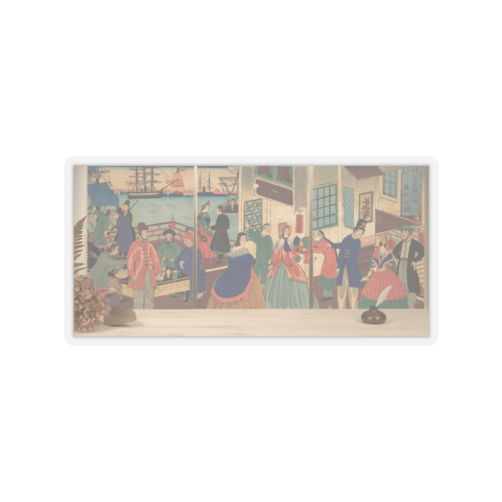 Product Marketing — People Of The Five Nations Drinking And Eating (Gokakoku Jinbutsu Dontaku No Zu) — Kiss-Cut Sticker