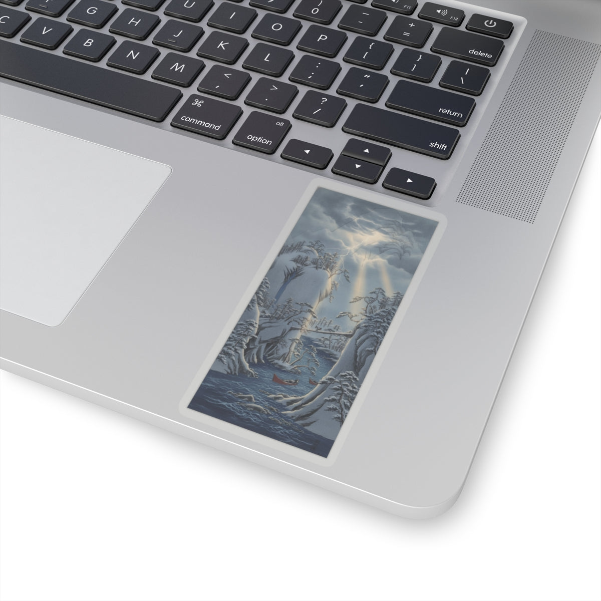 Dramatic Storm — River Gorge In Snow — Kiss-Cut Sticker