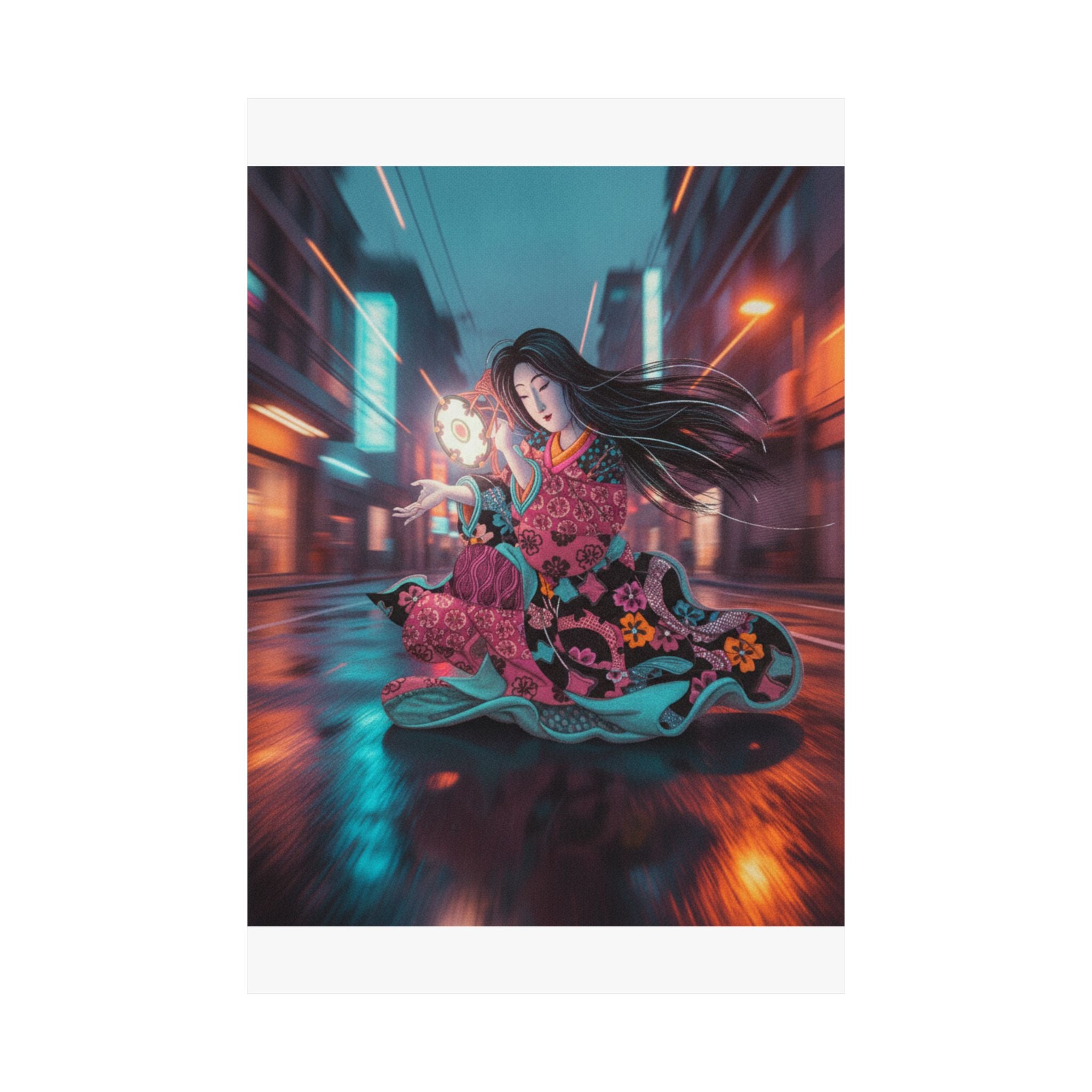 Fast Furious — Woman Playing The Tsuzumi — Matte Poster