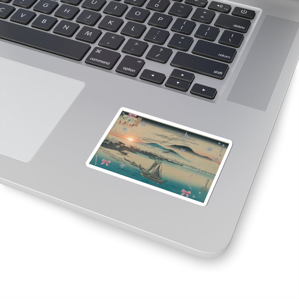 Cinematic — Geese Flying Down To Katada — Kiss-Cut Sticker