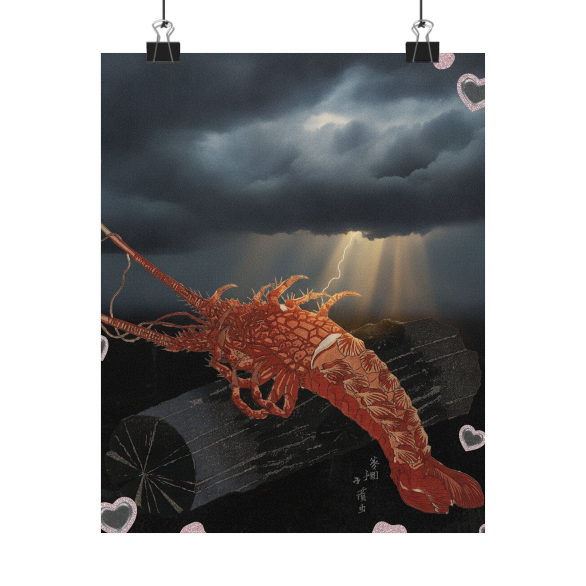 Dramatic Storm — Lobster On A Piece Of Charcoal — Matte Poster