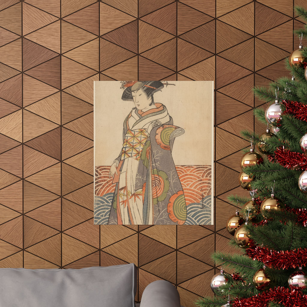 Product Marketing — The Third Segawa Kikunojo As A Woman Standing In A Room Having A Wave-Pattern Da — Matte Poster