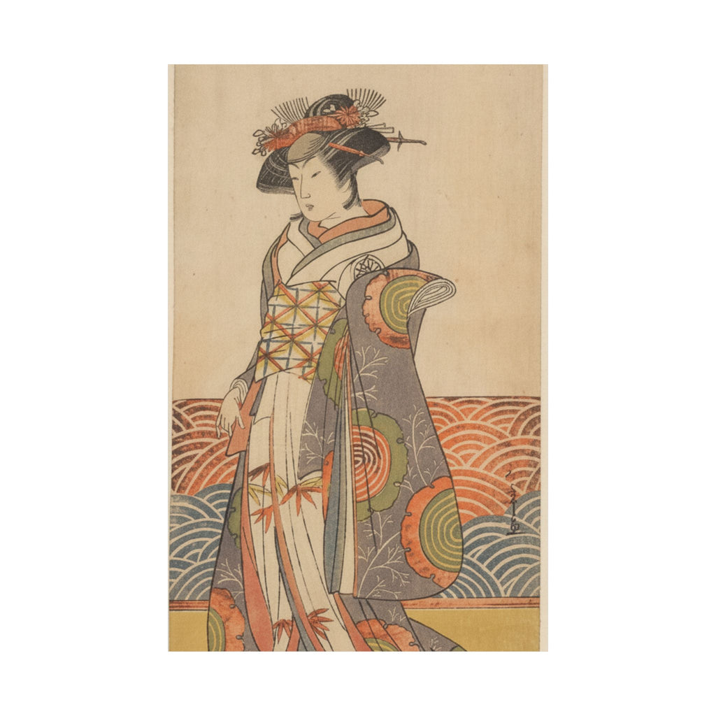 Product Marketing — The Third Segawa Kikunojo As A Woman Standing In A Room Having A Wave-Pattern Da — Matte Poster