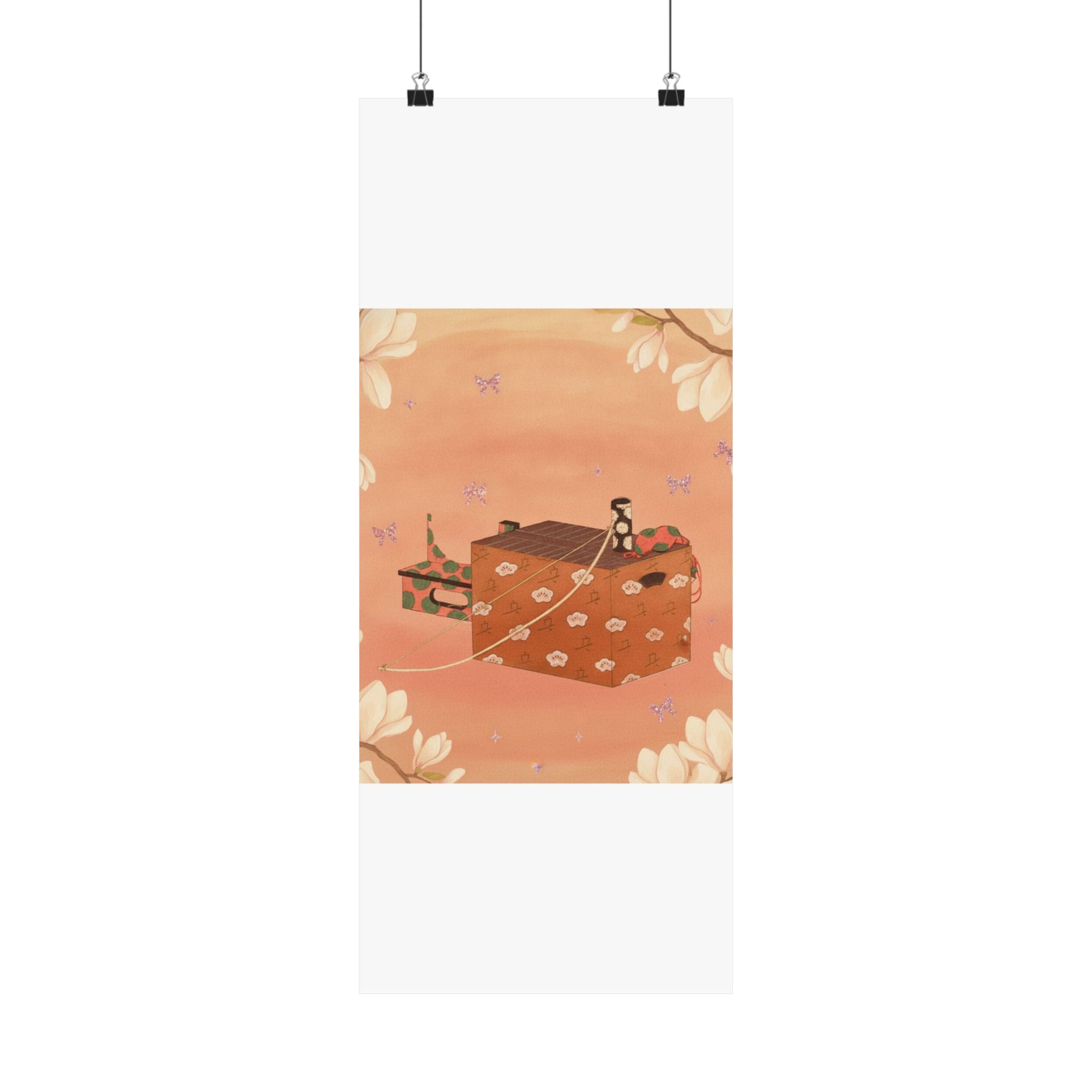 Southern Sunset — Box For Sugoroku Game (A Kind Of Backgammon), Bow And Drum — Matte Poster