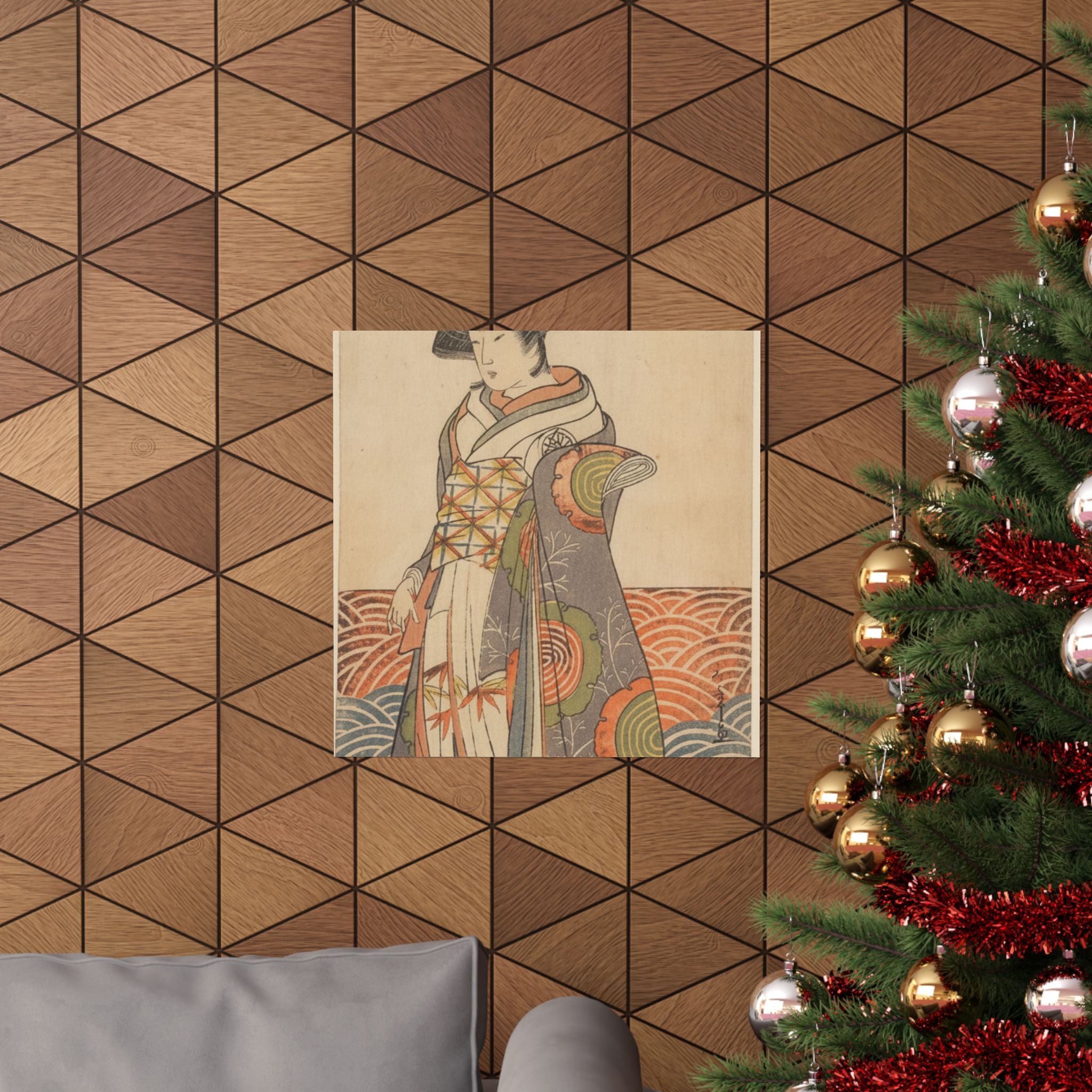 Product Marketing — The Third Segawa Kikunojo As A Woman Standing In A Room Having A Wave-Pattern Da — Matte Poster