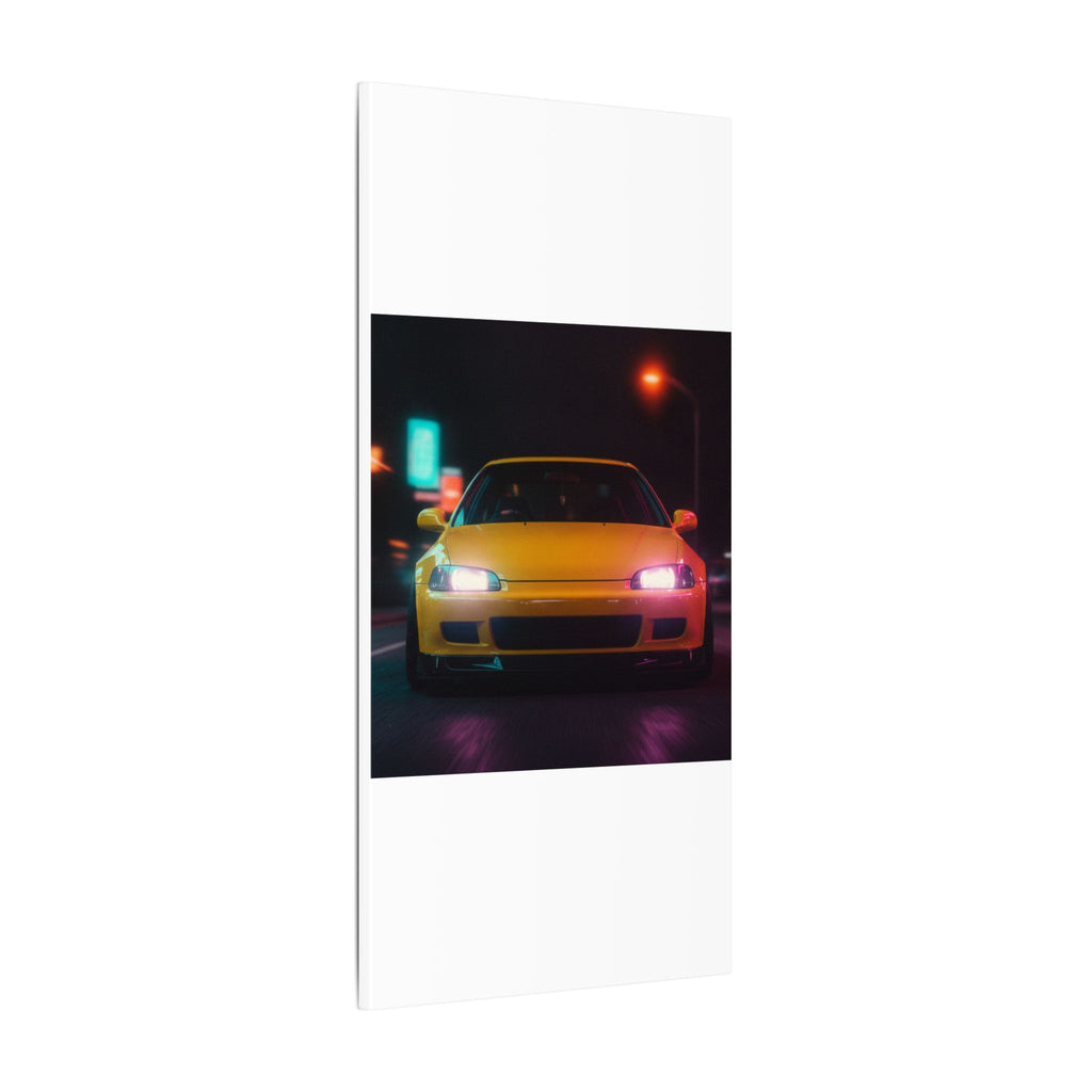 Neon Night JDM Yellow Coupe Street Matte Canvas