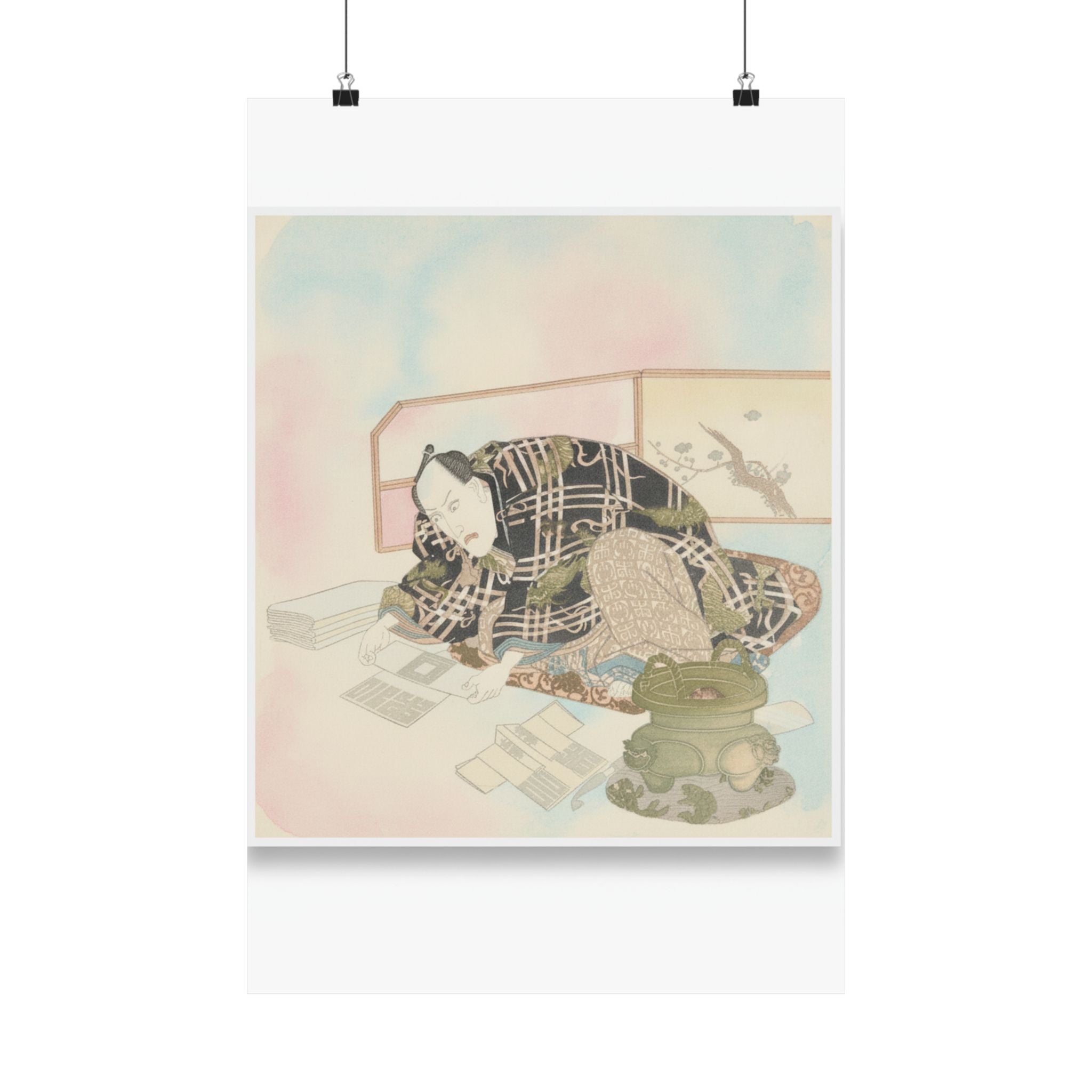 Watercolor — Ichikawa Danjūrō Vii Preparing New Year'S Gifts — Matte Poster