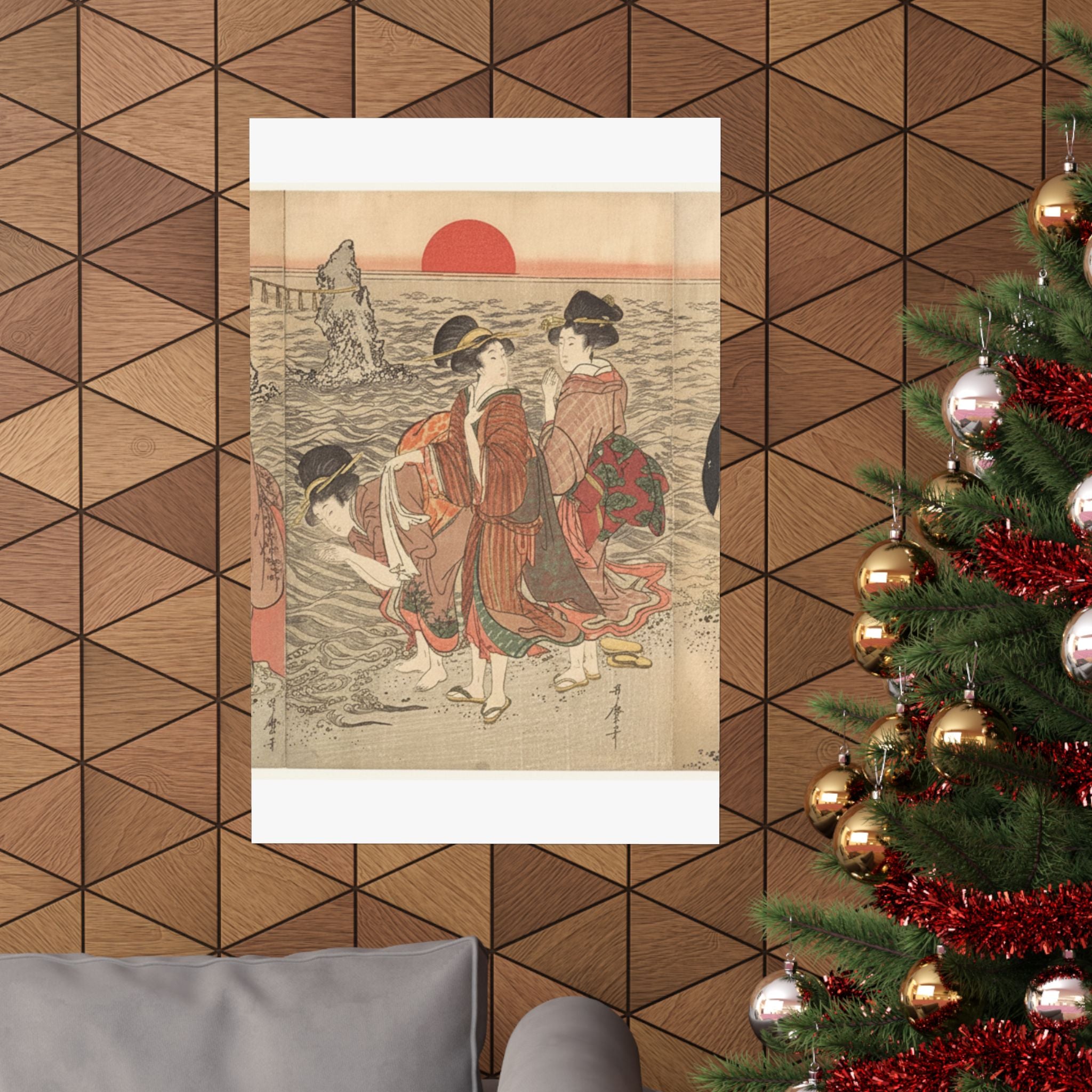 Ecommerce Main — Women Worshipping The Rising Sun Between The Twin Rocks At Ise — Matte Poster