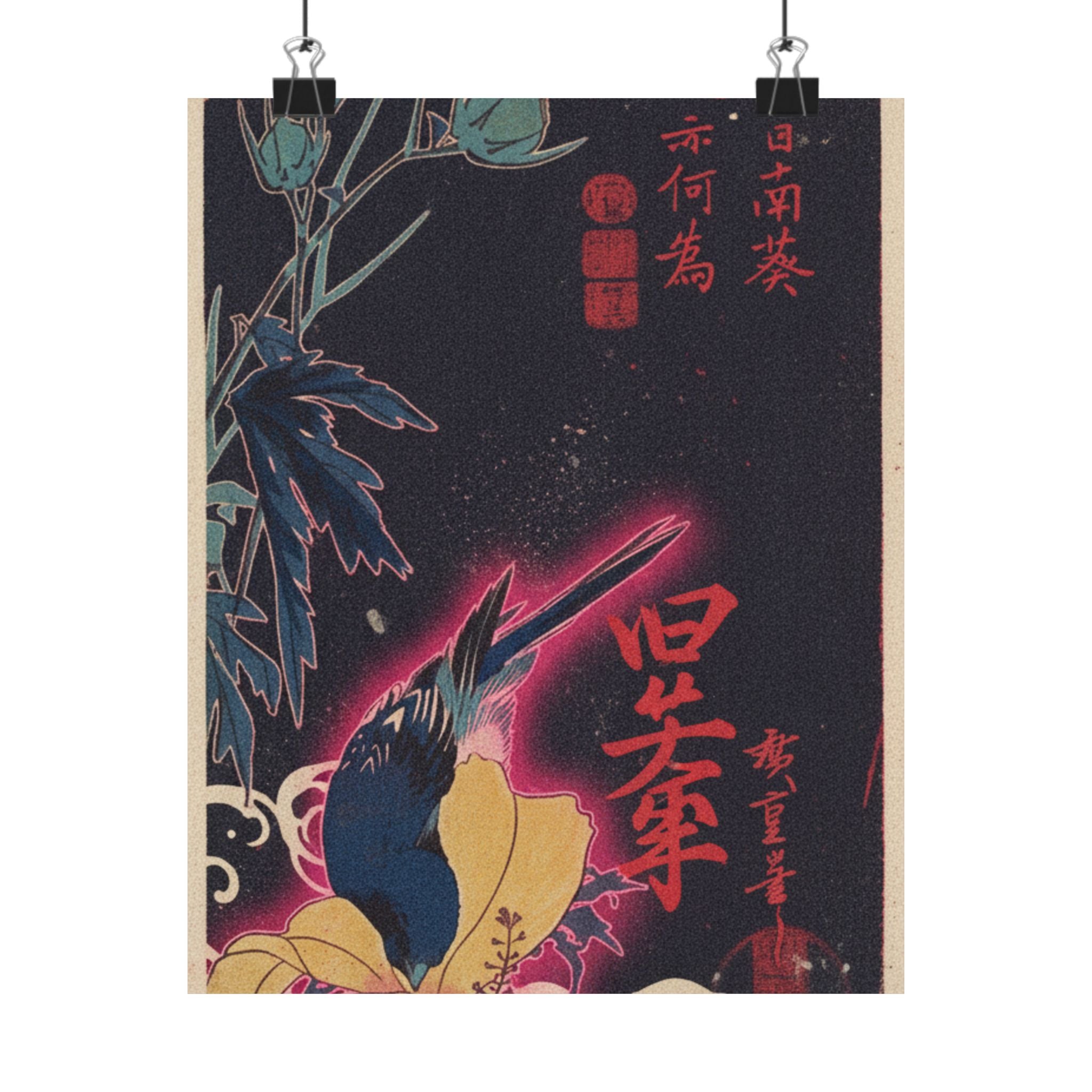 Japanese Street — Blue Bird — Matte Poster
