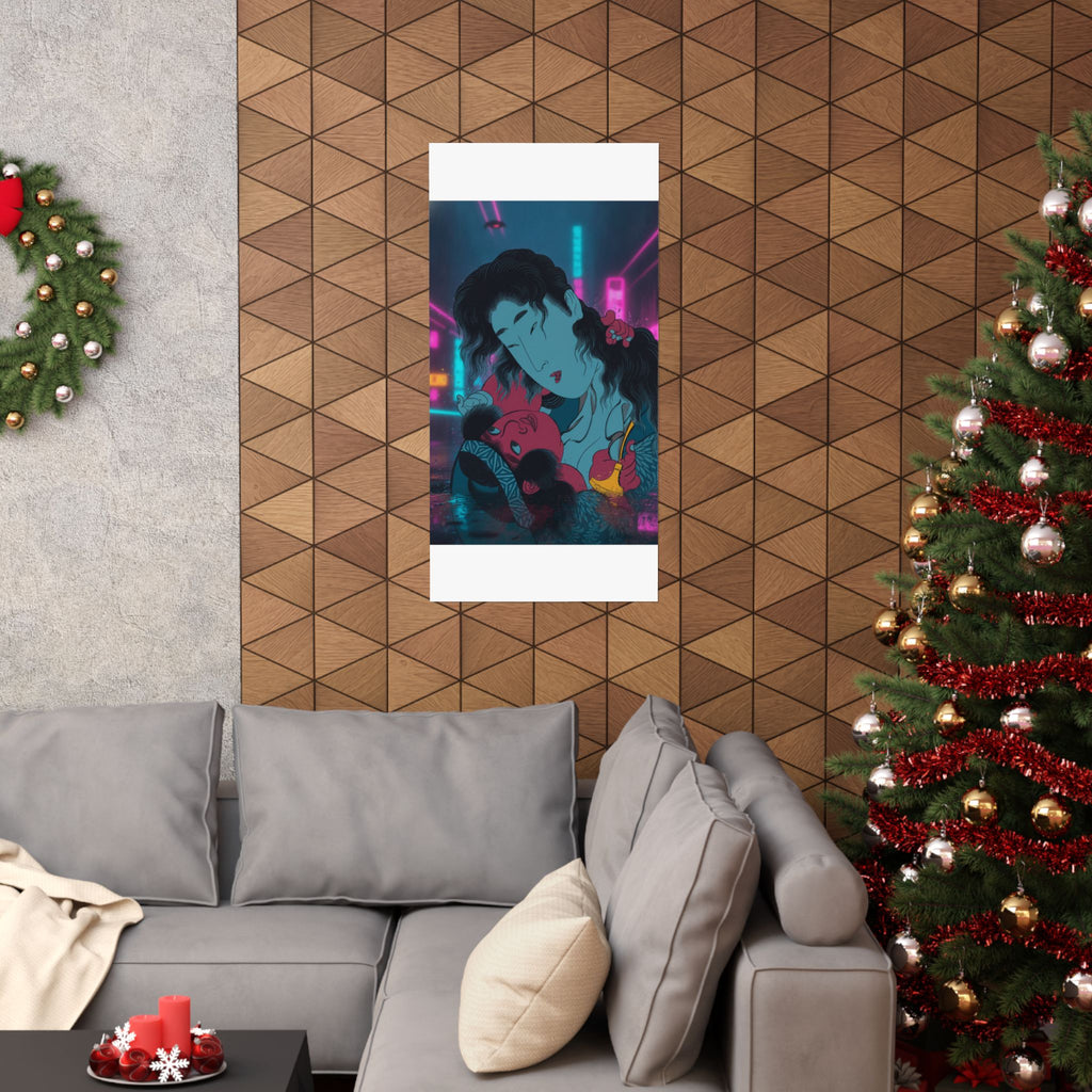 Neon Noir — Yamauba Playing With Kintarō — Matte Poster