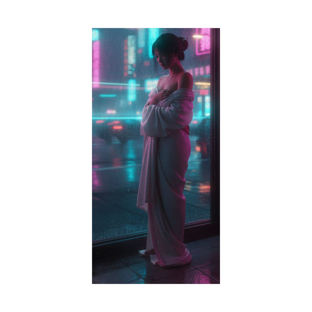Neon Noir — Girl Drying Herself After Her Bath — Matte Poster