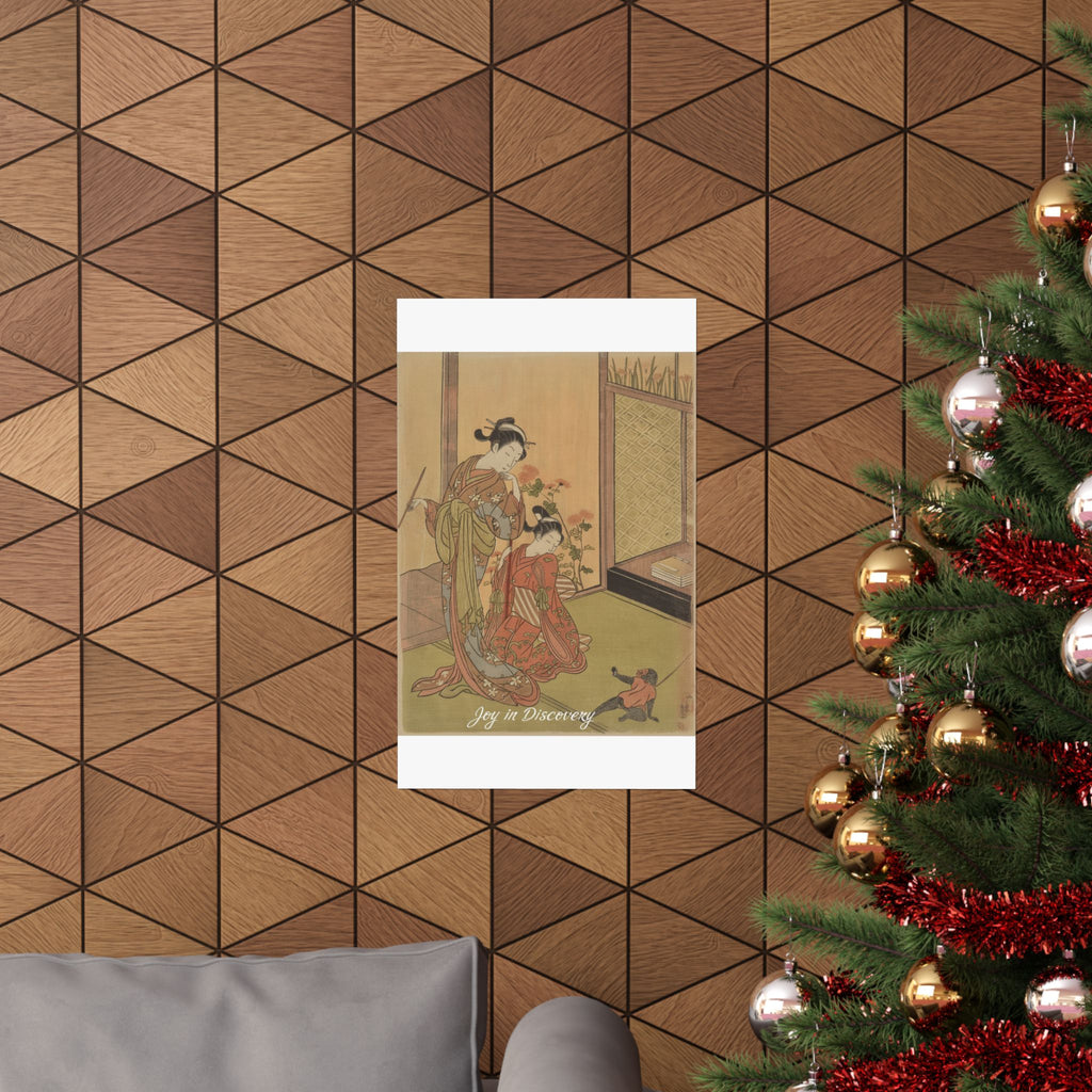 Affirmation — Two Girls Looking At A Monkey On A Leash — Matte Poster
