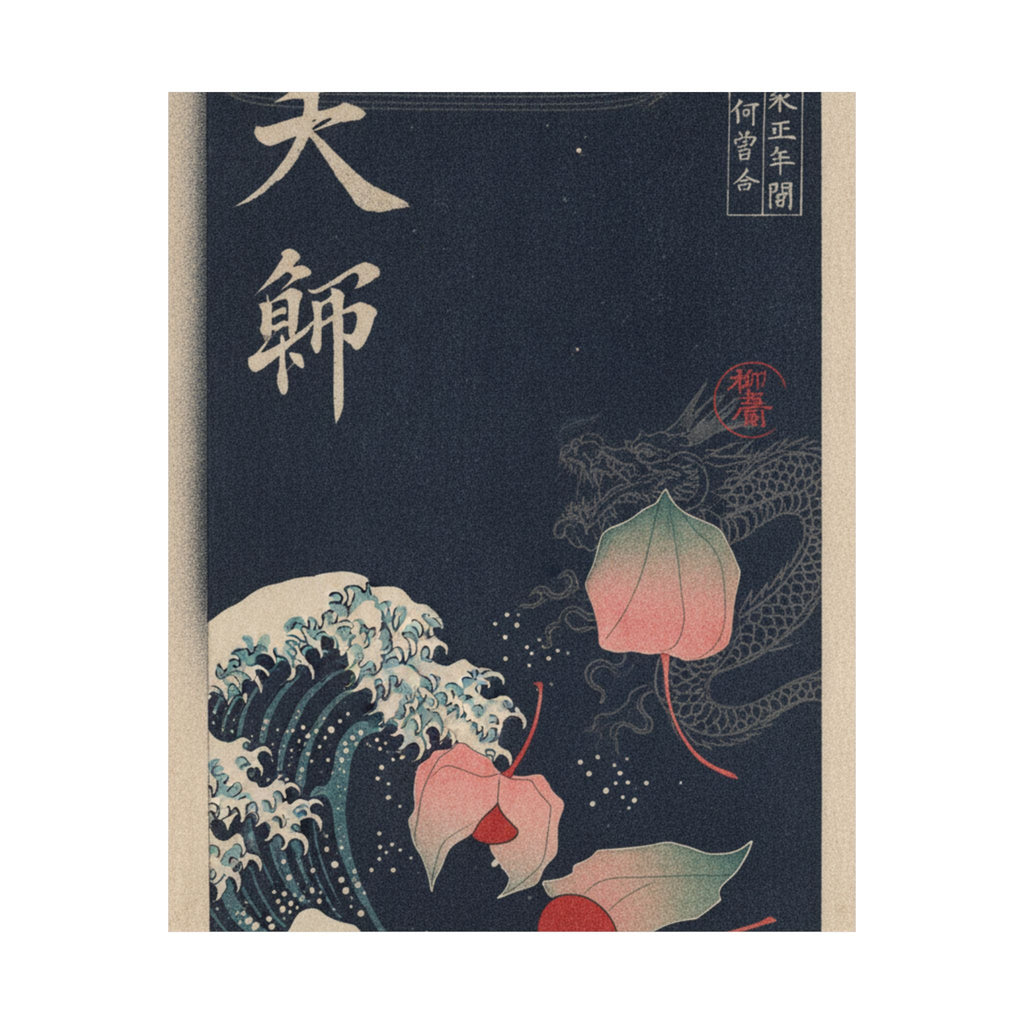 Japanese Street — Winter Cherries — Matte Poster