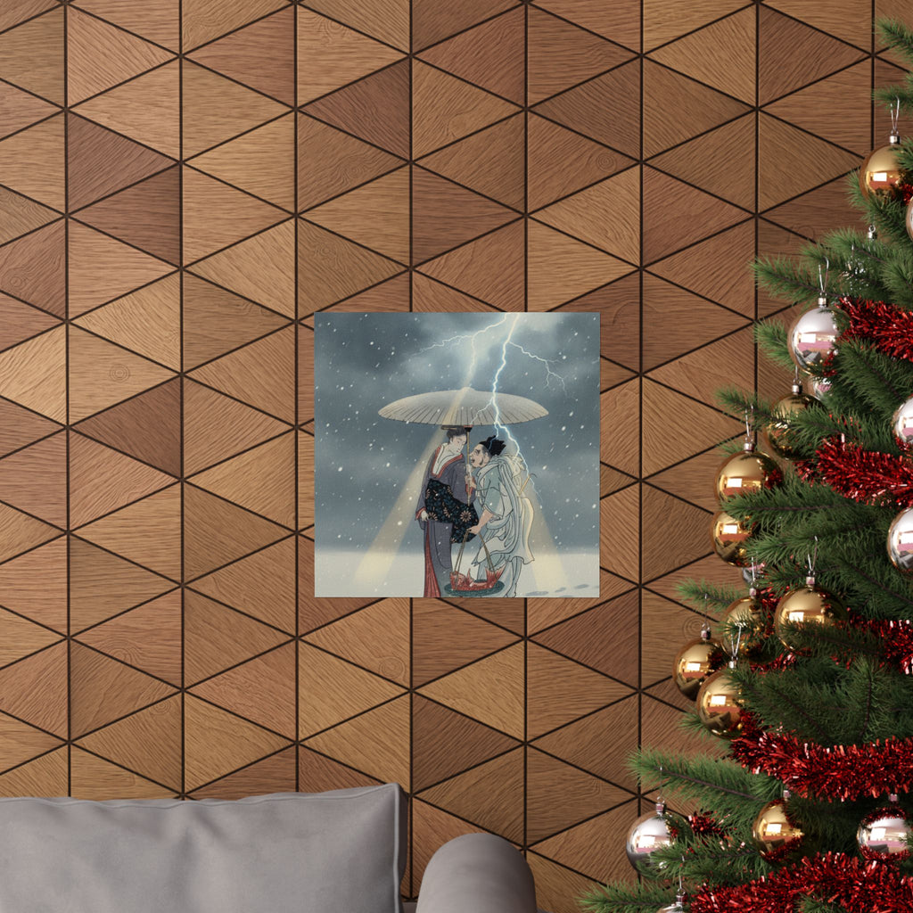 Dramatic Storm — Ebisu And Benten Walking In The Snow — Matte Poster