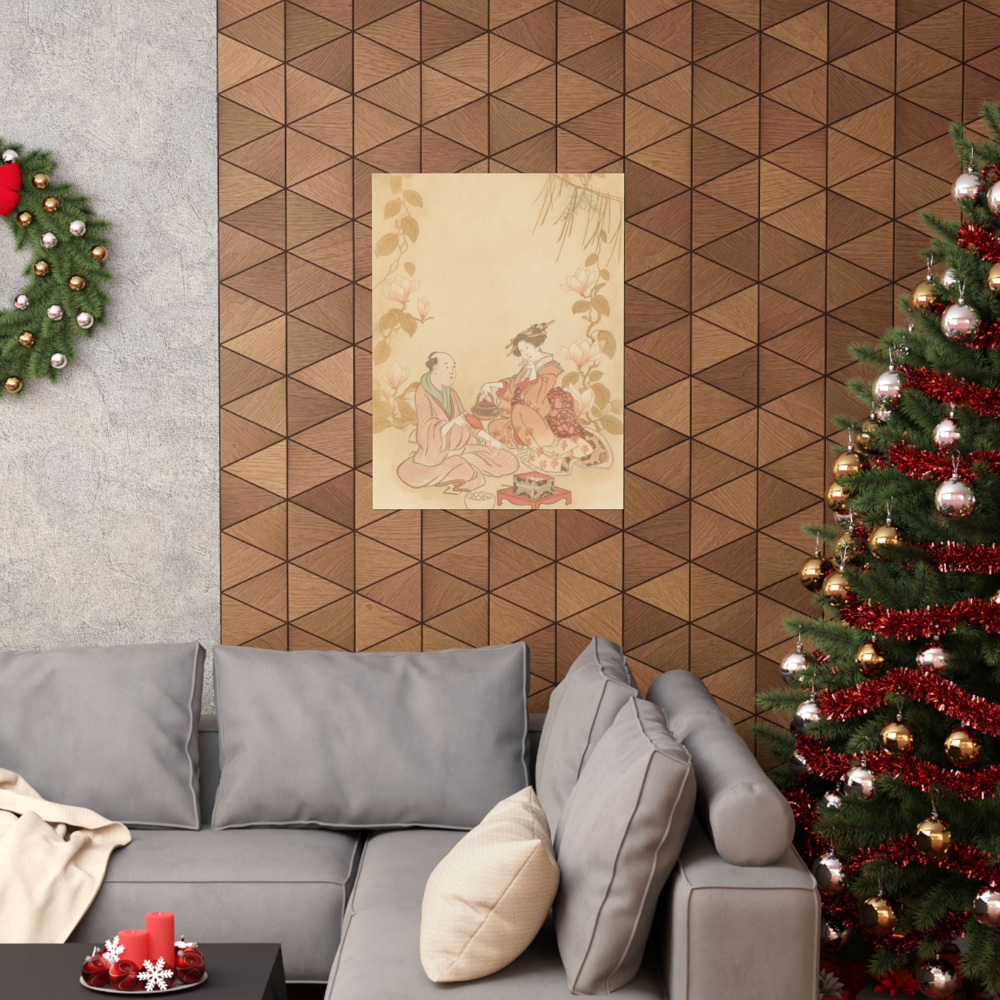 Southern Sunset — Woman Entertaining Her Guest With New Year Wine — Matte Poster